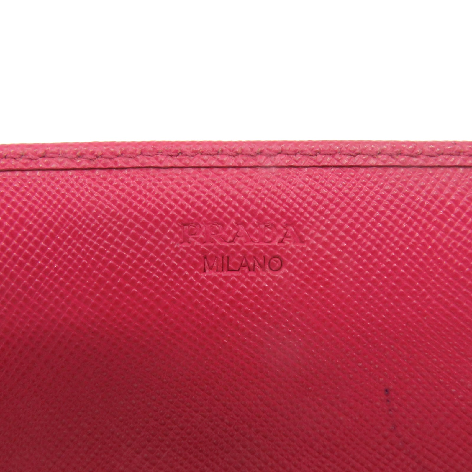 PRADA Saffiano皮革Long wallet金扣錢包粉紅色