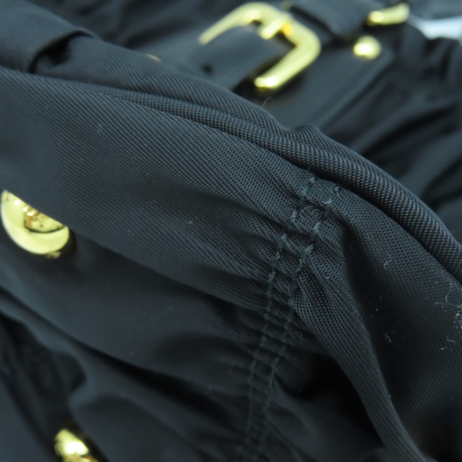 PRADA nylon 2 Way Shoulder gold buckle handle shoulder bag black