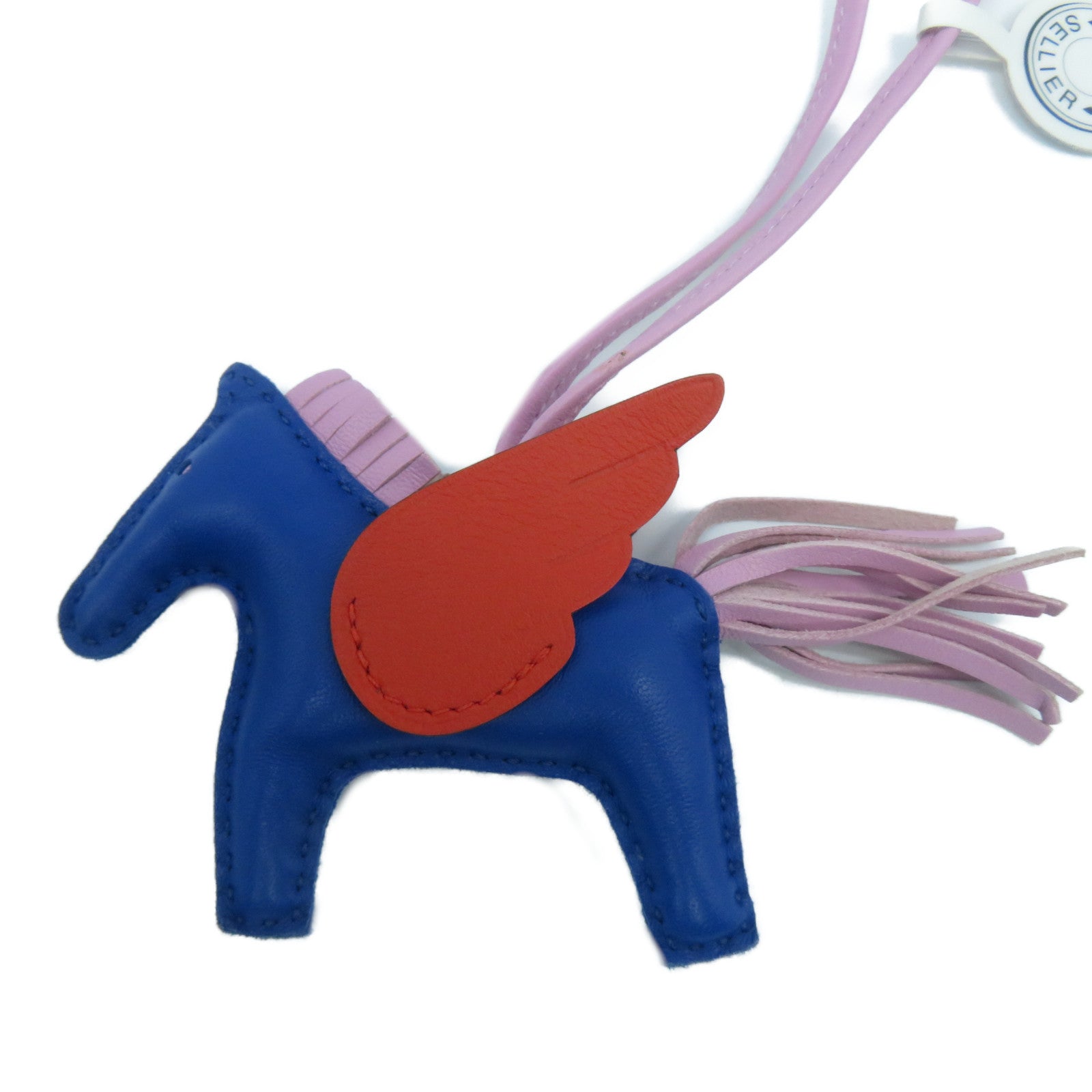 HERMES Swift皮革Rodeo Pegasus PM掛飾Bleu Electrique電光藍色