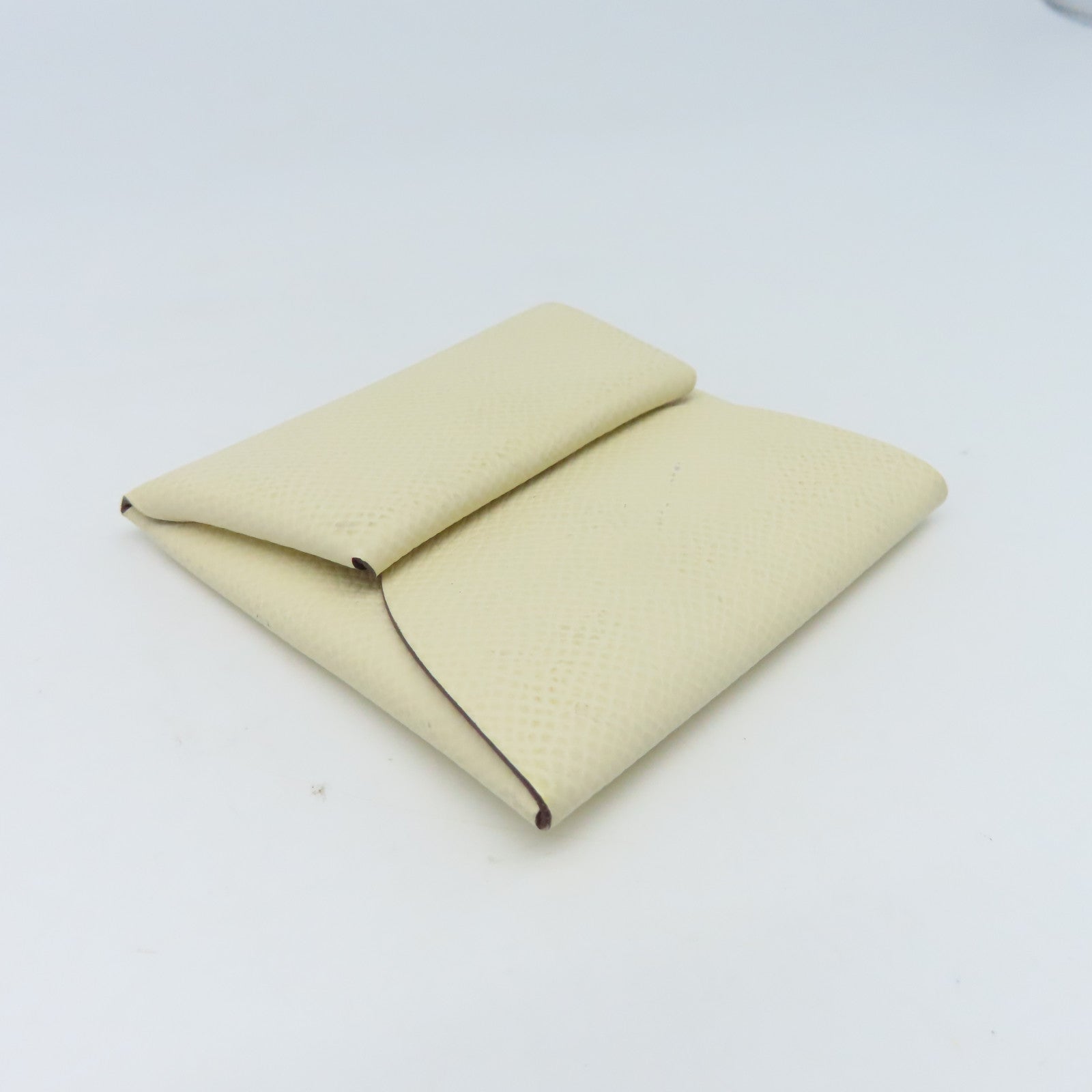 HERMES Epsom皮革Coin Purse U銀扣零錢包白色