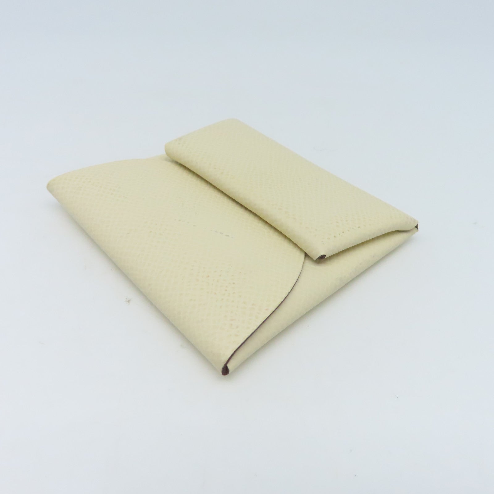 HERMES Epsom皮革Coin Purse U銀扣零錢包白色