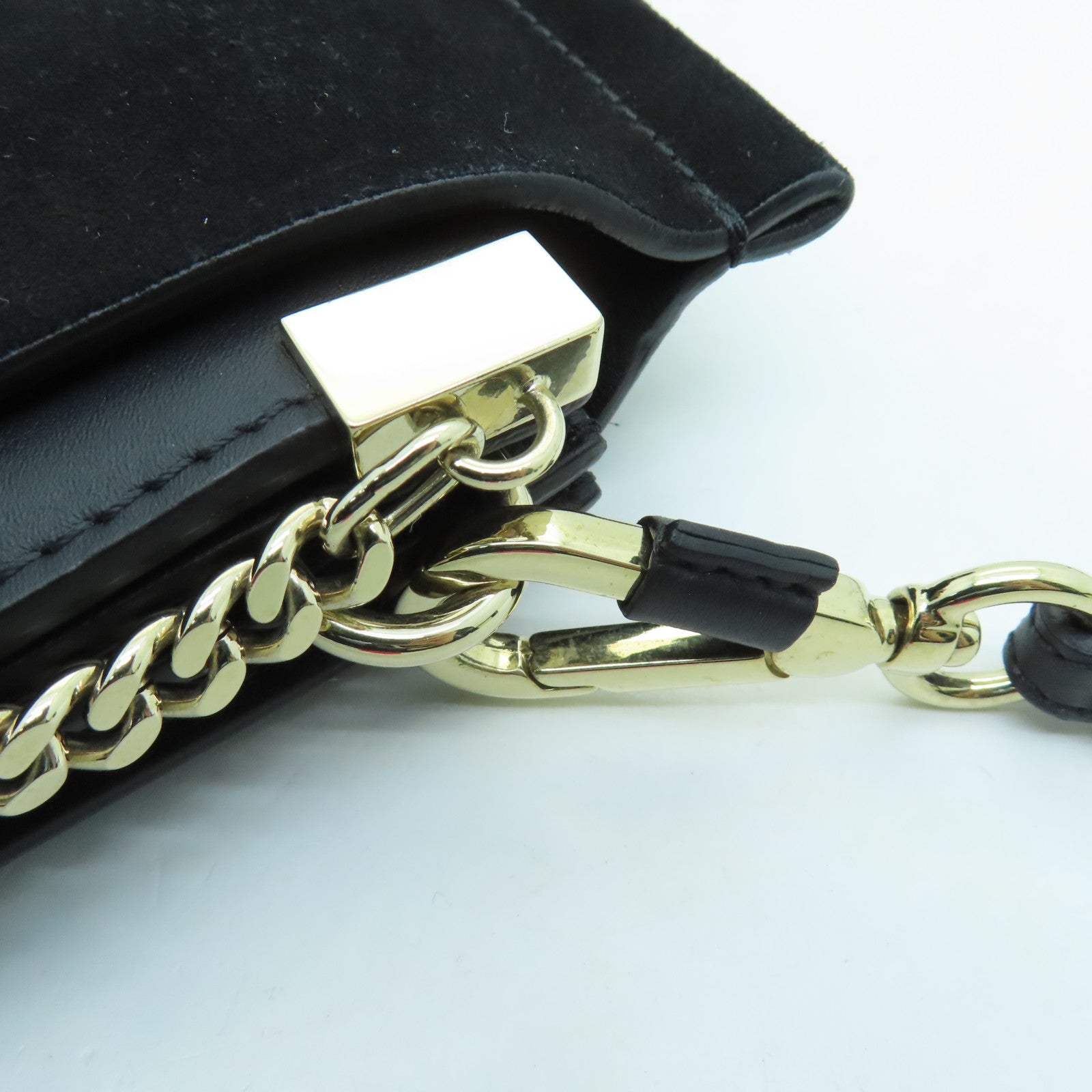 Chloe Leather/Suede Leather Shoulder Bag Gold Buckle Black