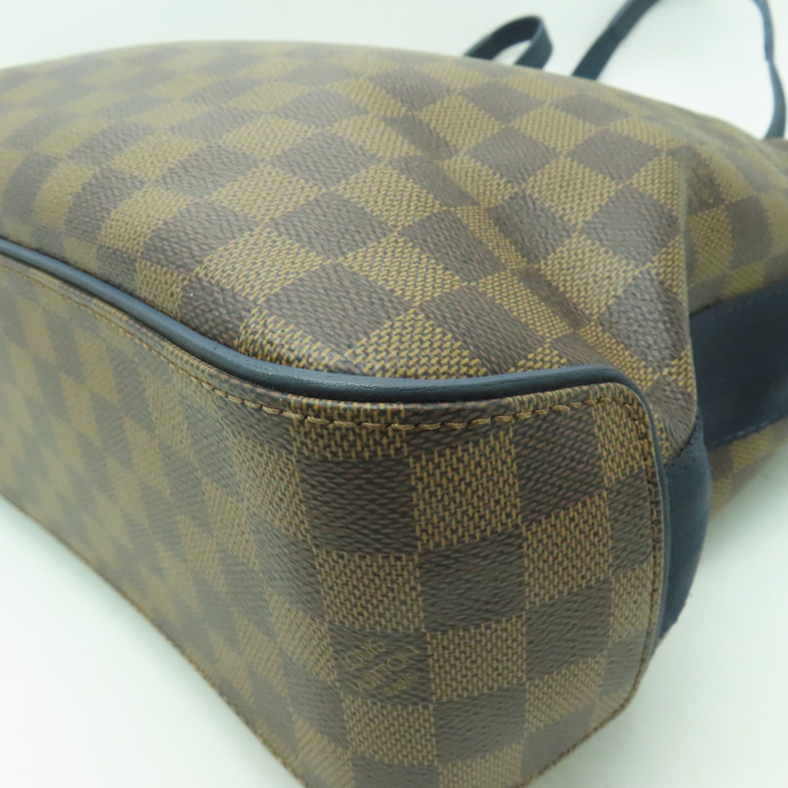 LOUIS VUITTON Damier Ebene Herald銀扣手挽肩背兩用袋啡色/藍色