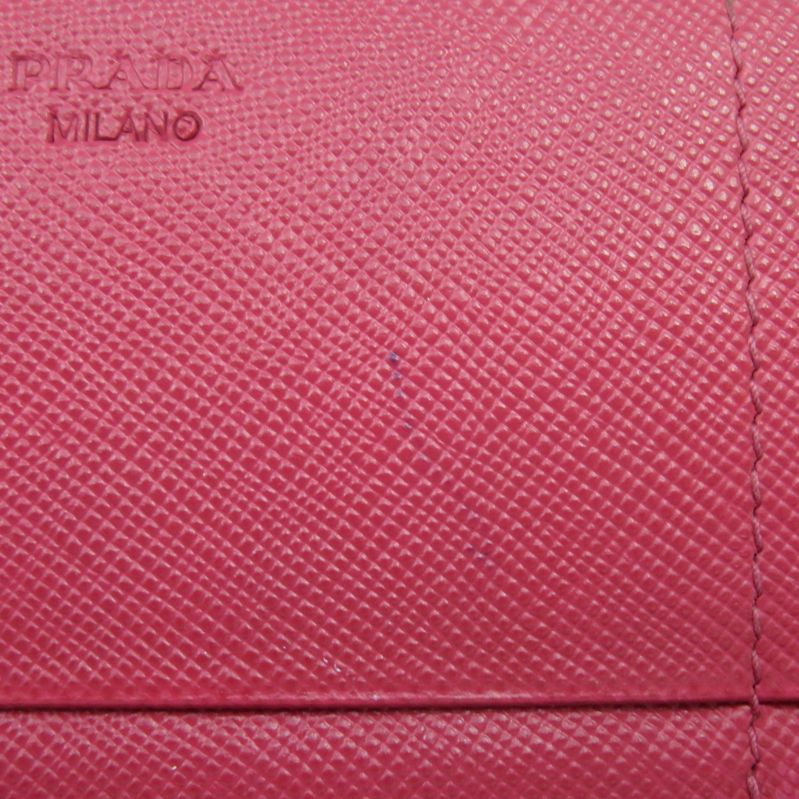 PRADA Saffiano皮革Long wallet金扣錢包粉紅色