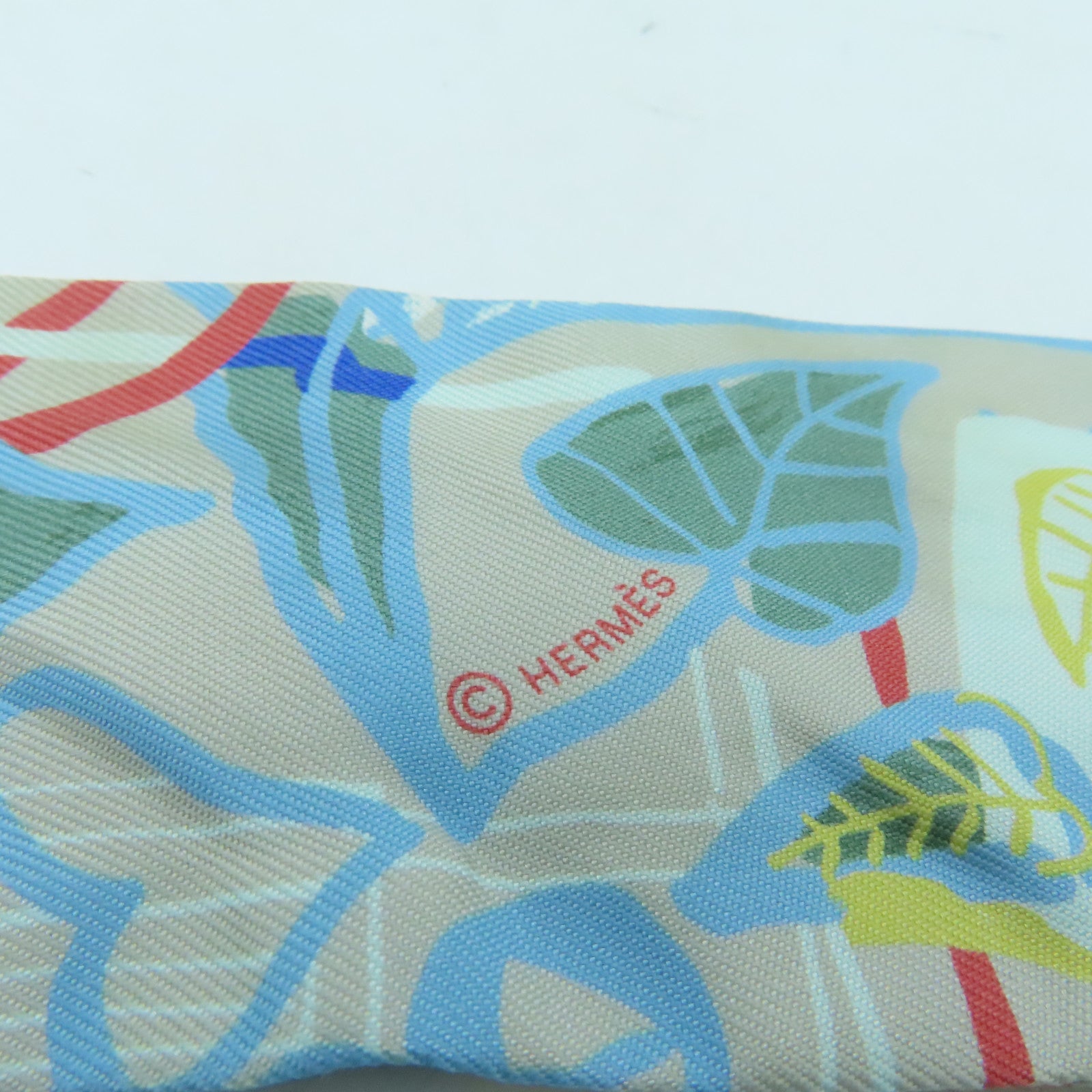HERMES Silk Twilly Scarf Gray/Color