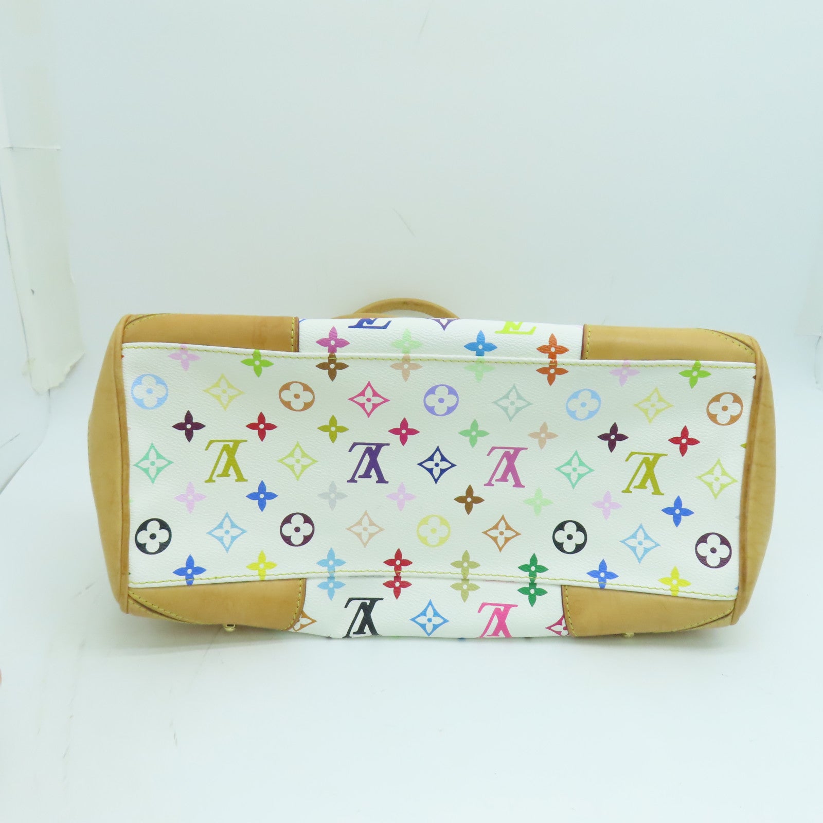LOUIS VUITTON Monogram Multicolore Claudia Handbag Gold Buckle Hand Bag White