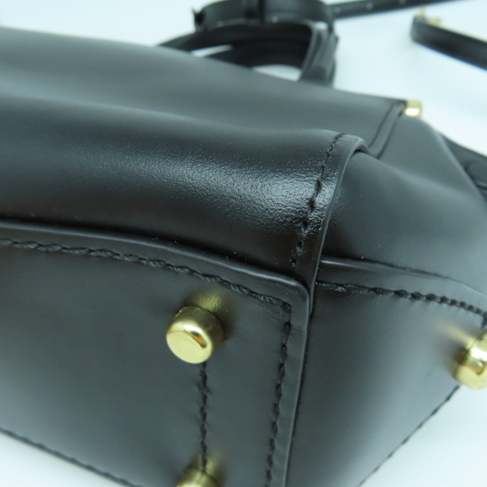 COACH 牛皮皮革2 Way Shoulder金扣手挽肩背兩用袋黑色