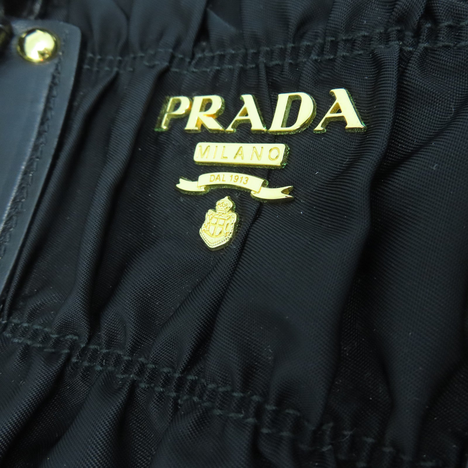 PRADA nylon 2 Way Shoulder gold buckle handle shoulder bag black