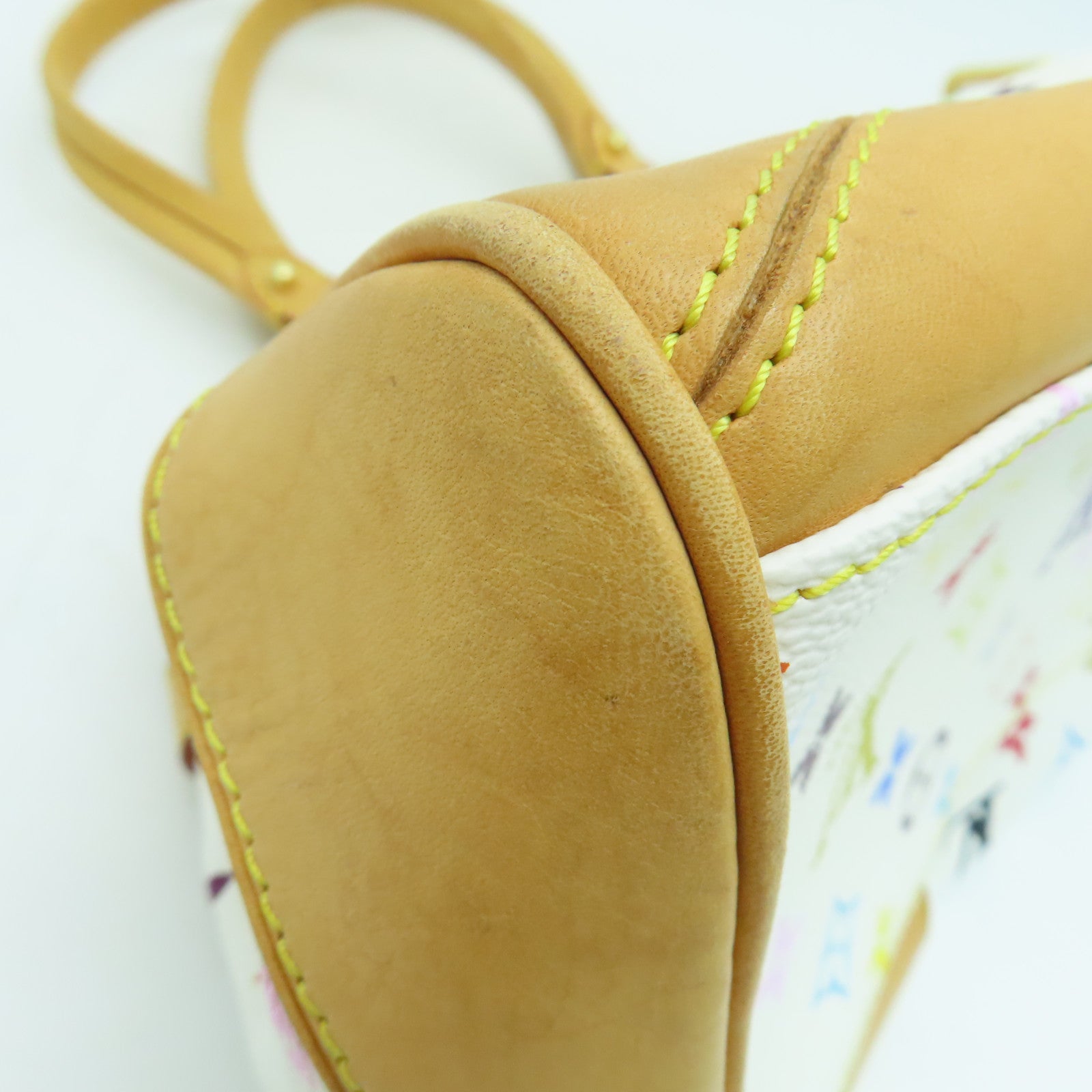 LOUIS VUITTON Monogram Multicolore Claudia Handbag Gold Buckle Hand Bag White