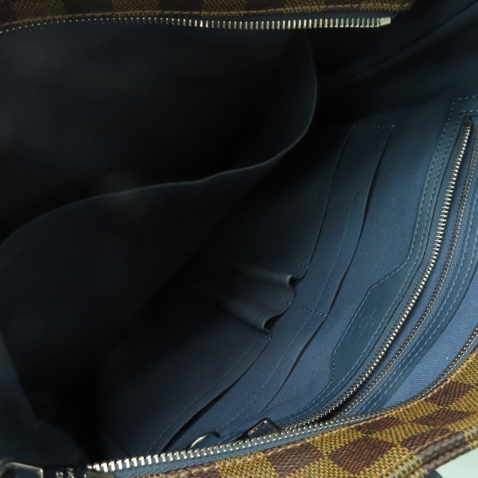 LOUIS VUITTON Damier Ebene Herald銀扣手挽肩背兩用袋啡色/藍色