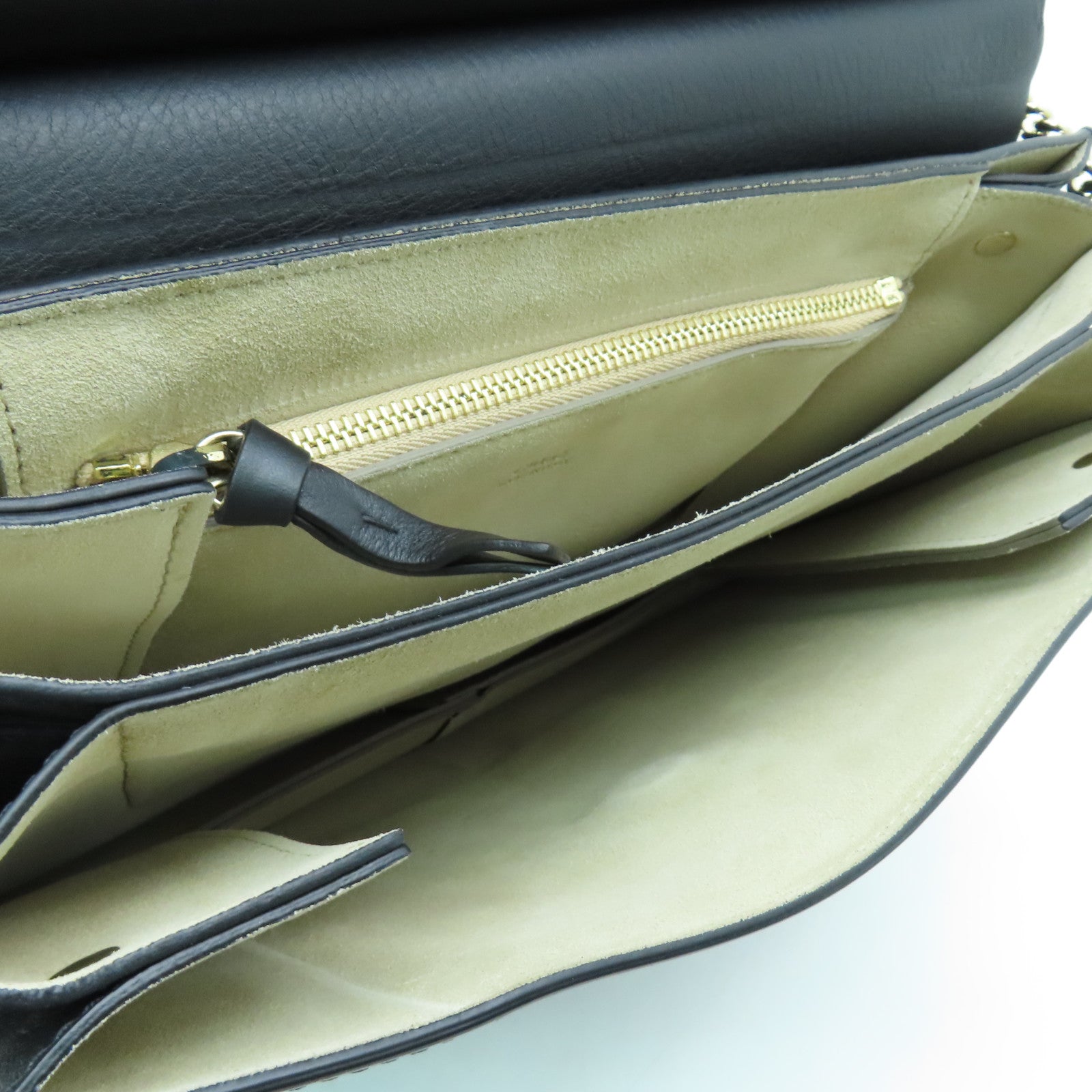 Chloe Leather/Suede Leather Shoulder Bag Gold Buckle Black