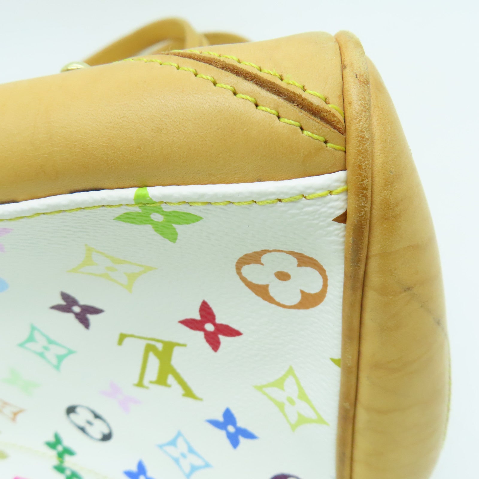 LOUIS VUITTON Monogram Multicolore Claudia Handbag Gold Buckle Hand Bag White