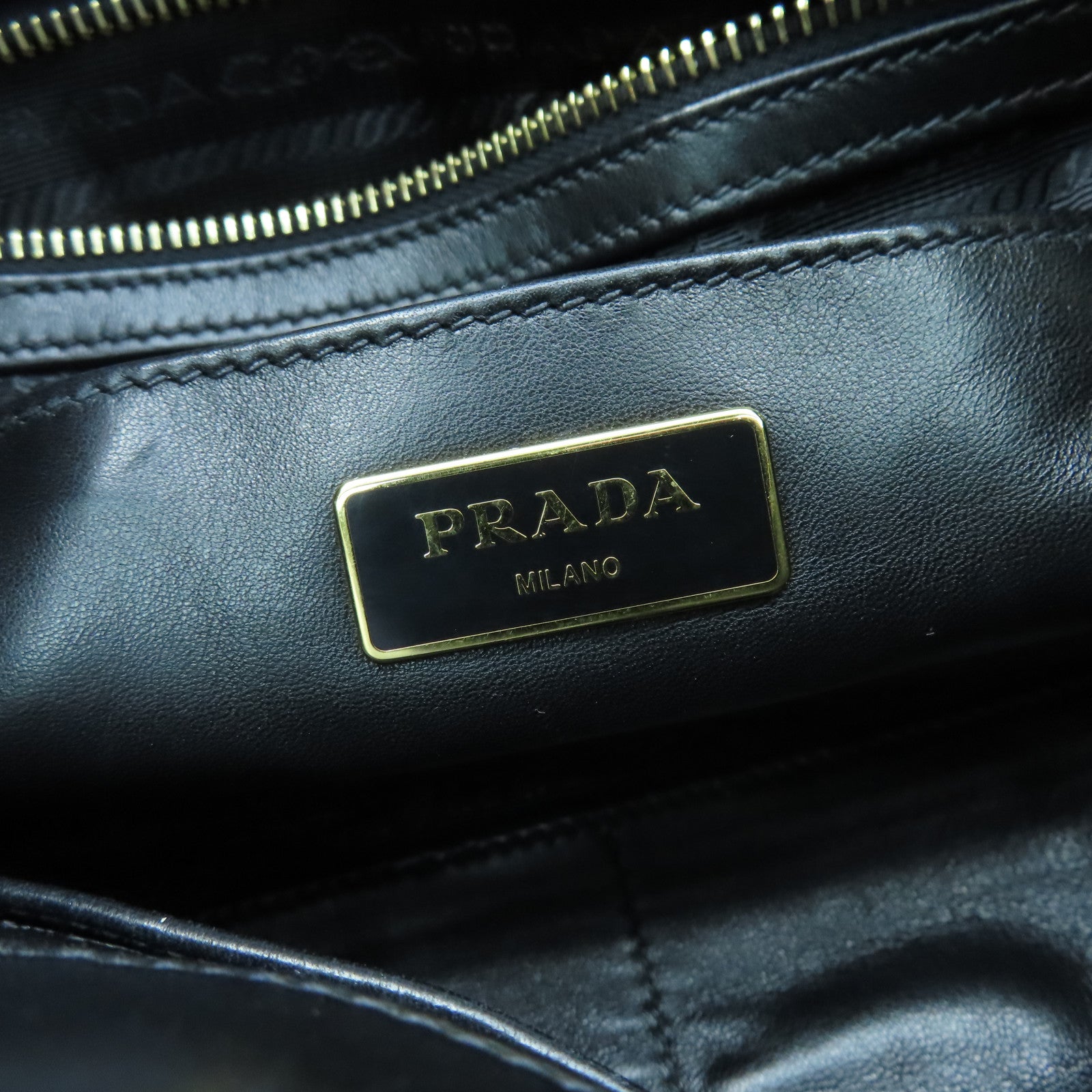 PRADA nylon 2 Way Shoulder gold buckle handle shoulder bag black
