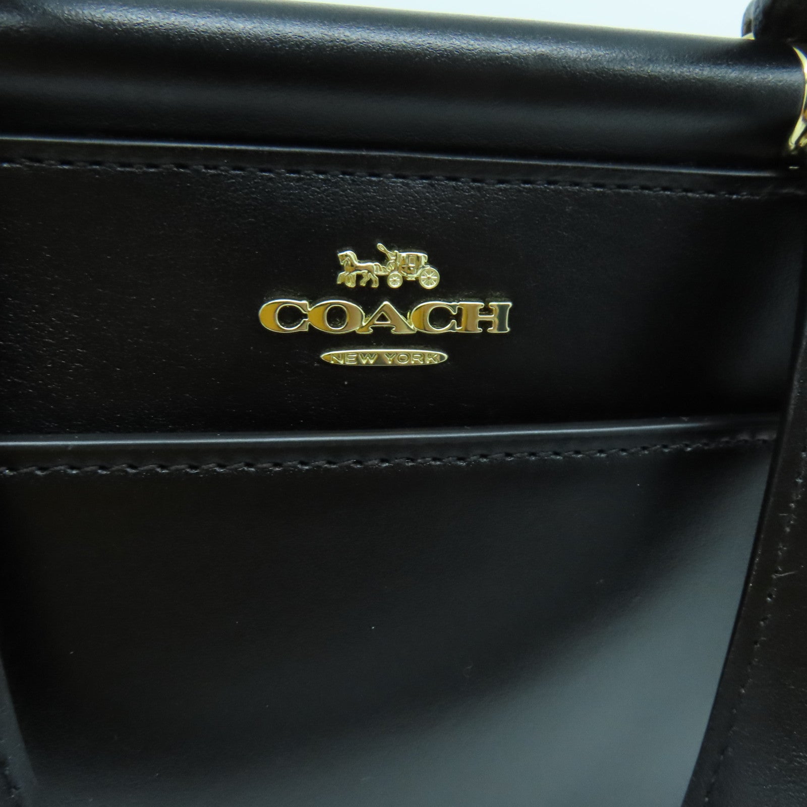 COACH 牛皮皮革2 Way Shoulder金扣手挽肩背兩用袋黑色