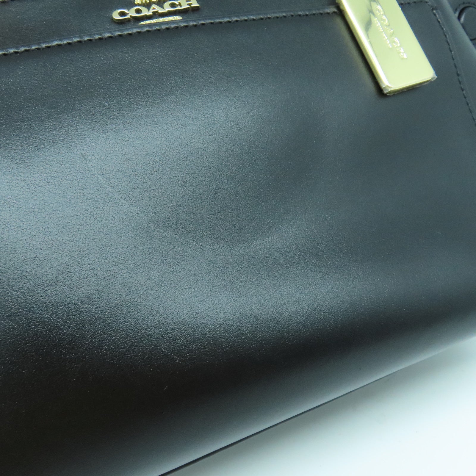 COACH 牛皮皮革2 Way Shoulder金扣手挽肩背兩用袋黑色