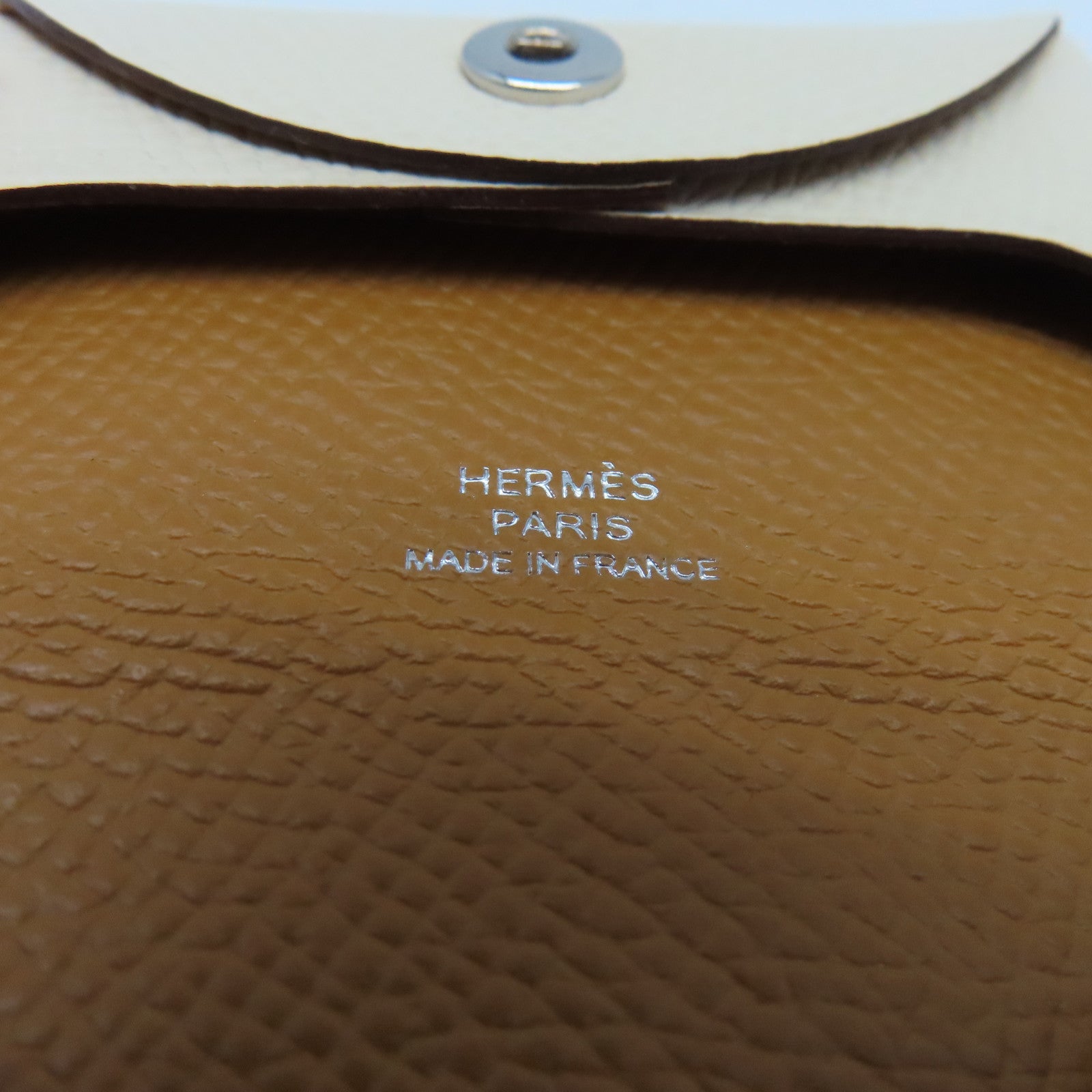 HERMES Epsom皮革Coin Purse U銀扣零錢包白色