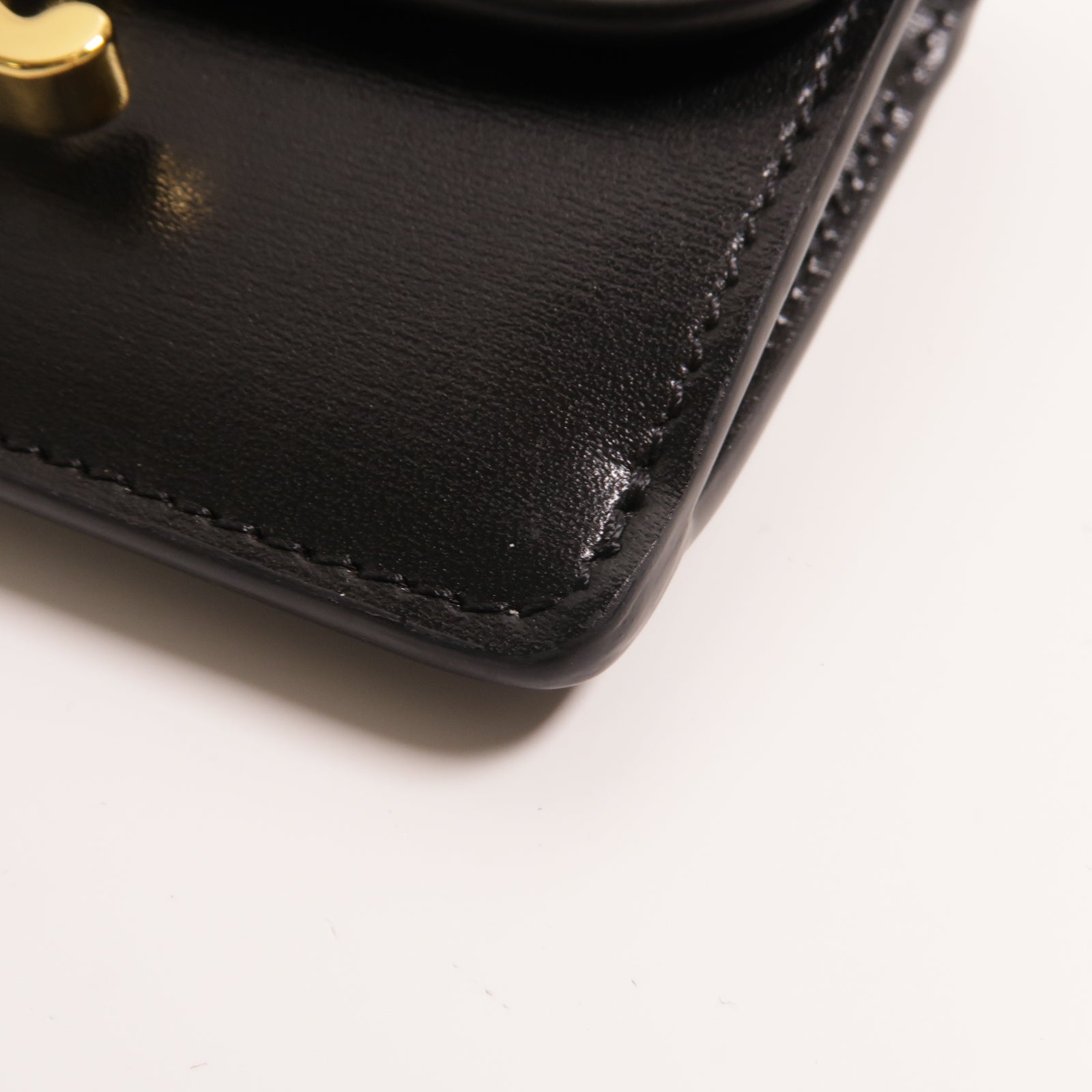 CELINE 牛皮皮革Triomphe Card Holder金扣卡片套黑色