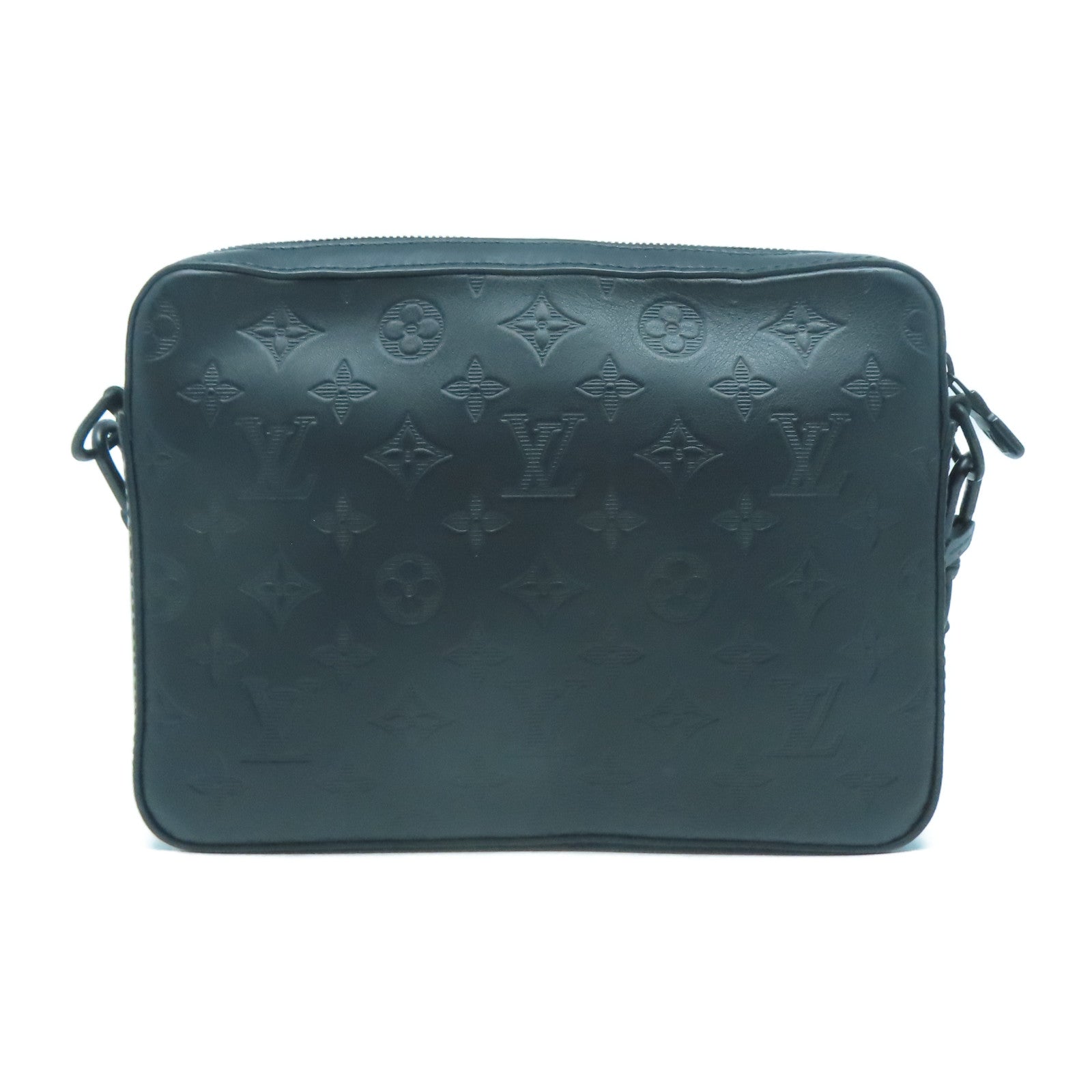 LOUIS VUITTON Monogram Shadow Duo Messenger黑扣肩背袋黑色