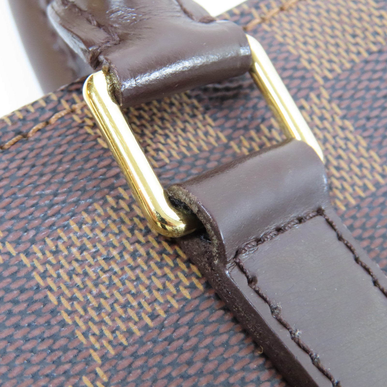 LOUIS VUITTON Damier Ebene Sac Plat金扣手挽袋啡色