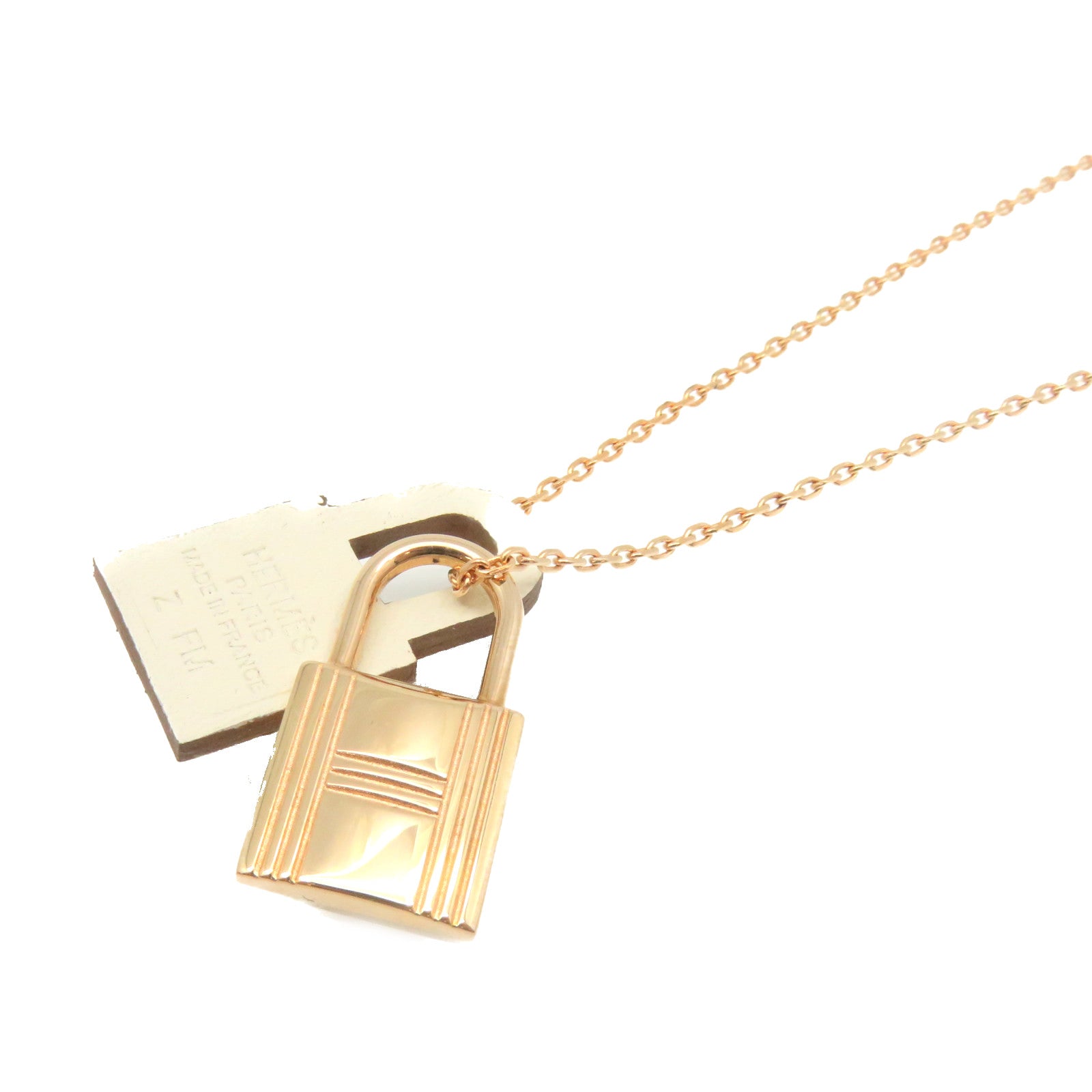 HERMES 金屬/Swift皮革O'Kelly Pendant Necklace項鏈白色