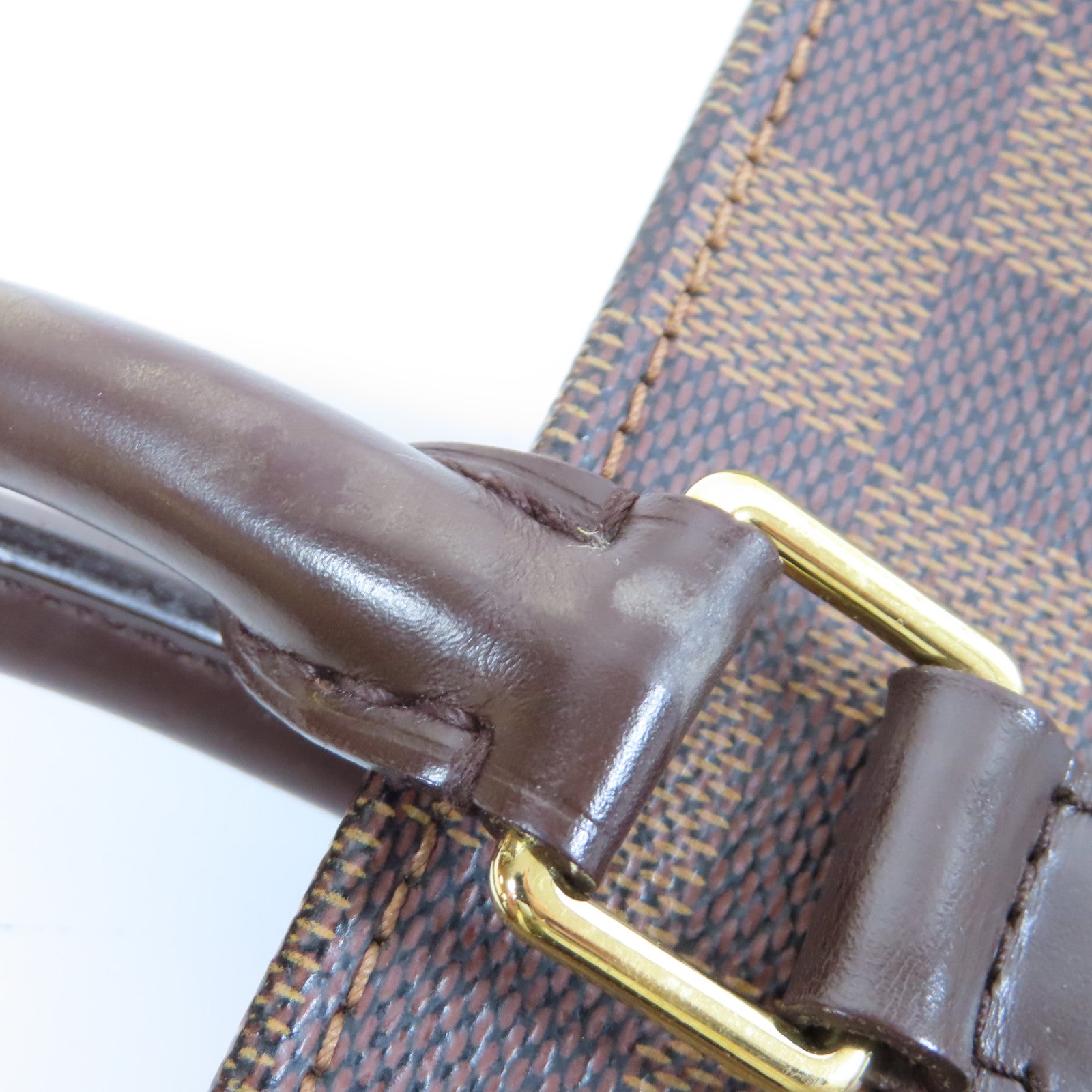 LOUIS VUITTON Damier Ebene Sac Plat金扣手挽袋啡色