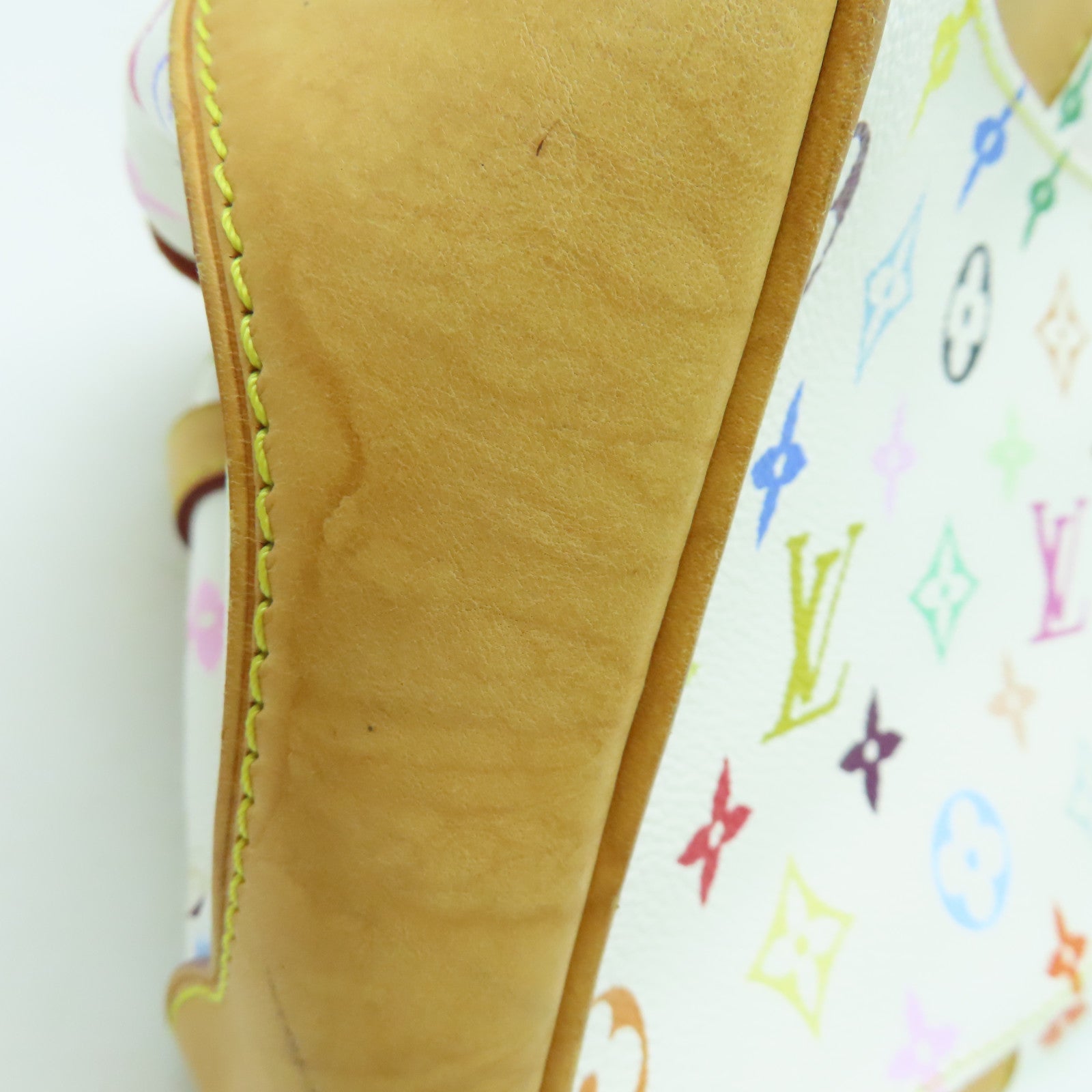 LOUIS VUITTON Monogram Multicolore Claudia Handbag Gold Buckle Hand Bag White