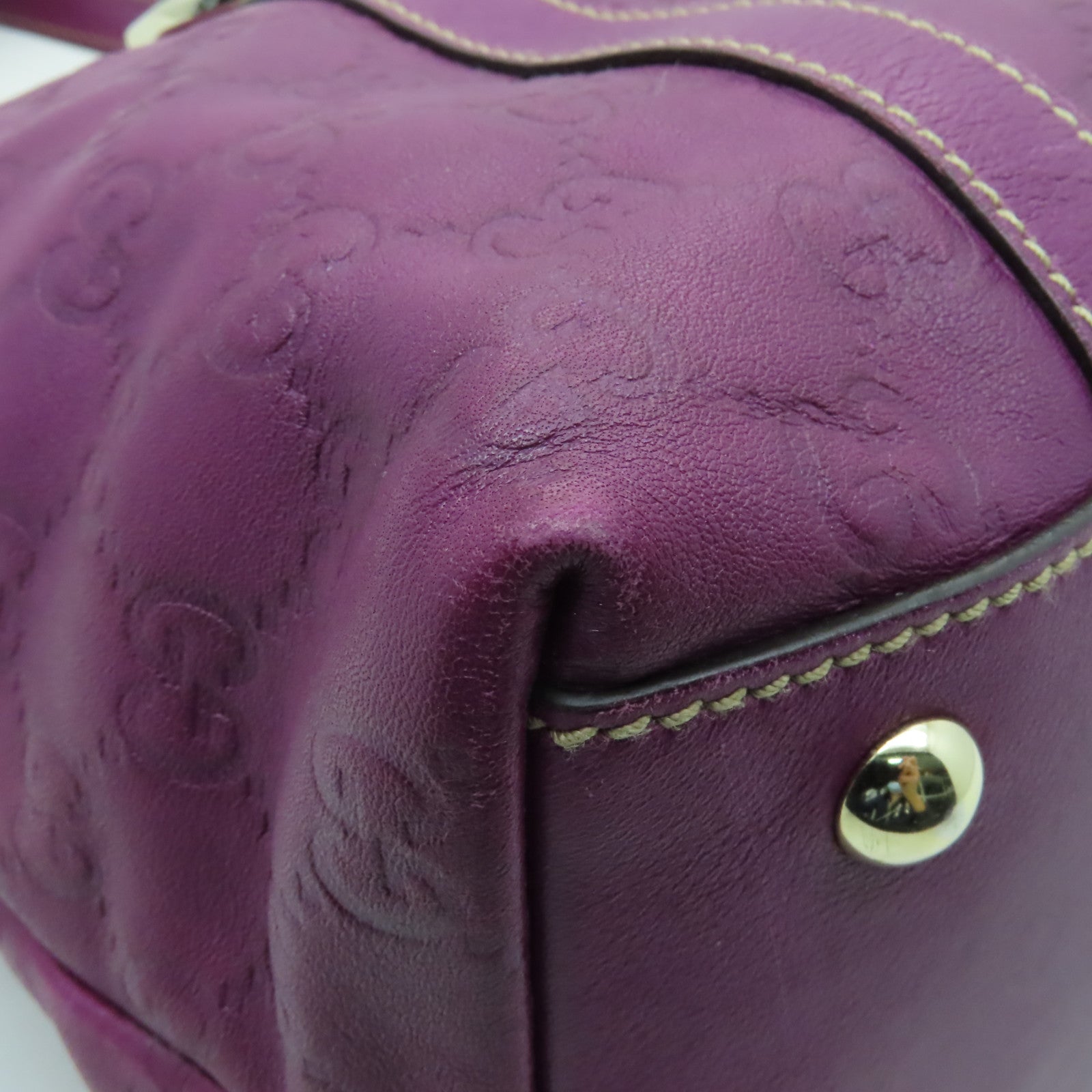GUCCI 牛皮皮革Shoulder Bag金扣肩背袋紫色