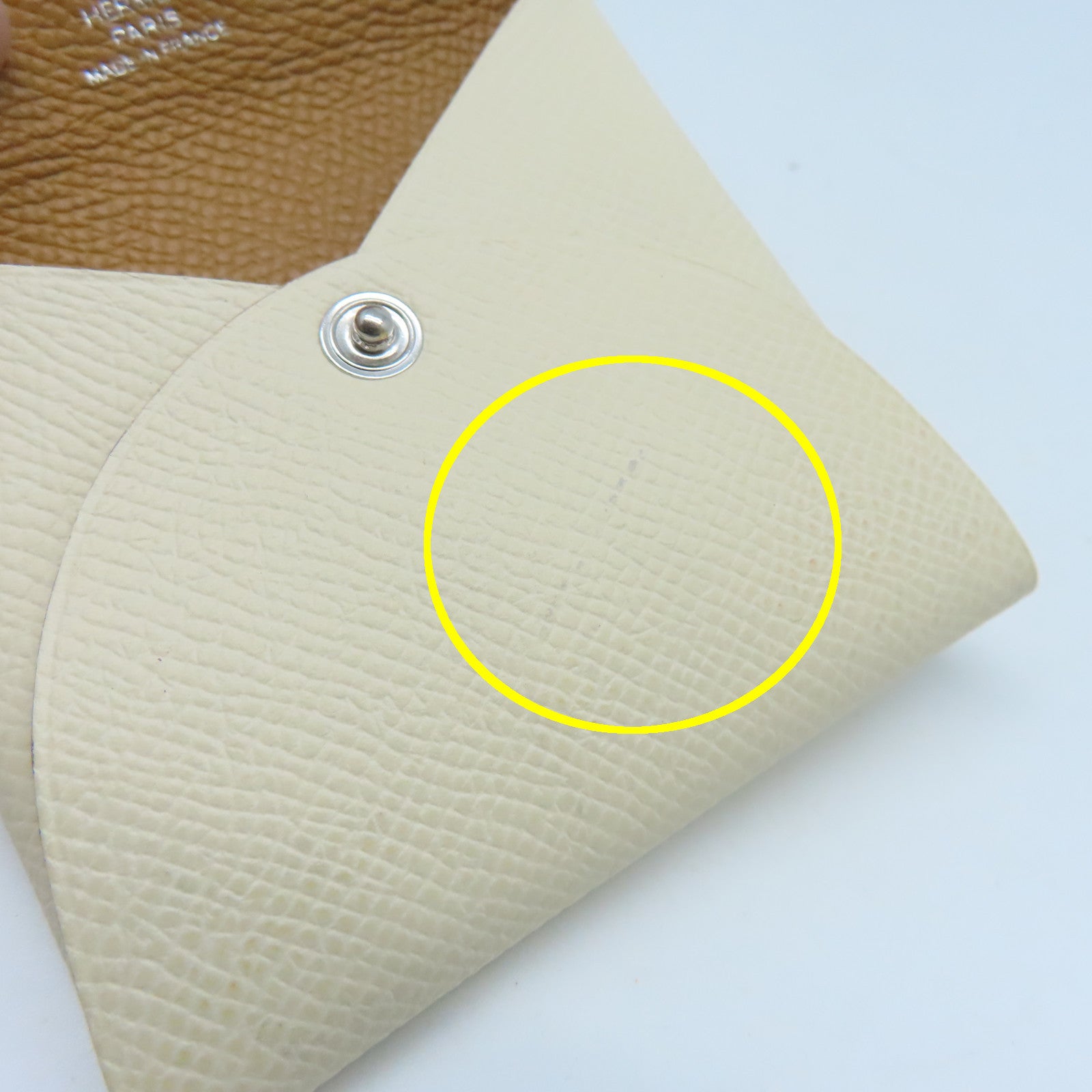 HERMES Epsom皮革Coin Purse U銀扣零錢包白色