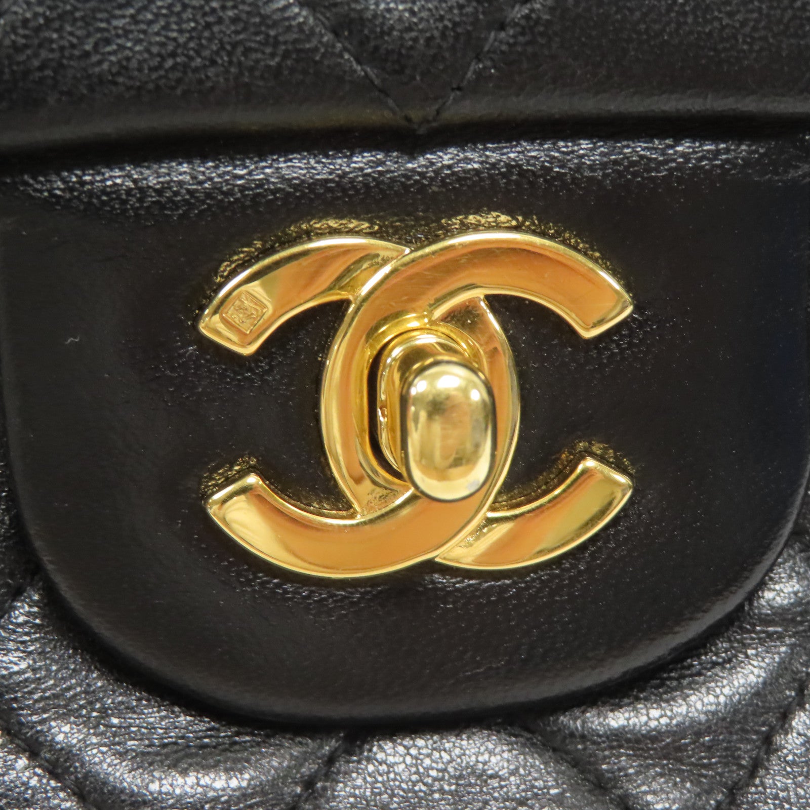 CHANEL 菱格羊皮皮革Vintage Classic 25金扣鏈帶肩背袋黑色