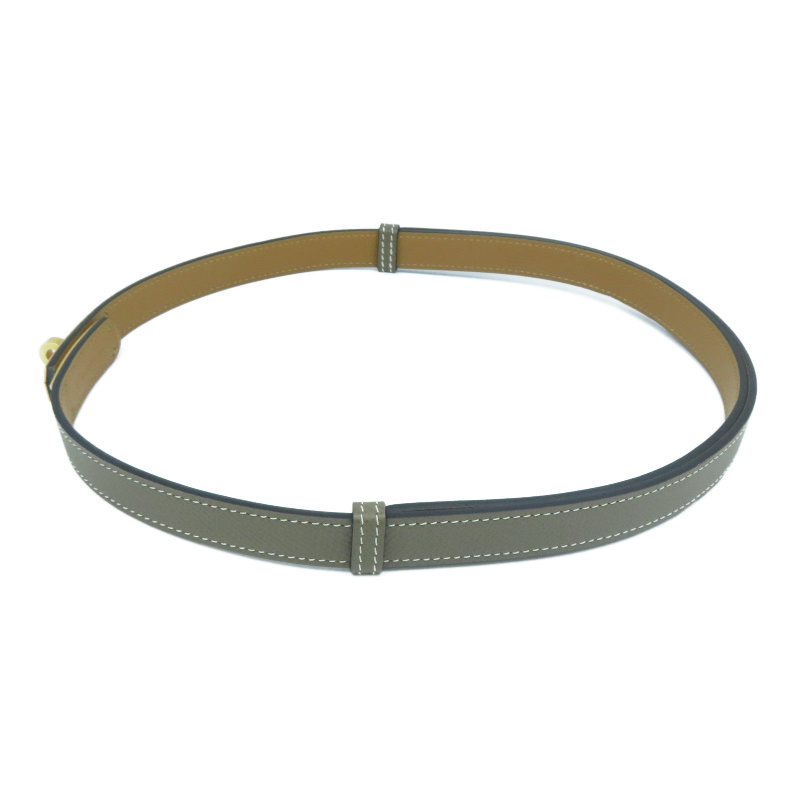 HERMES Epsom皮革Kelly Belt金扣皮帶Etoupe大象灰色