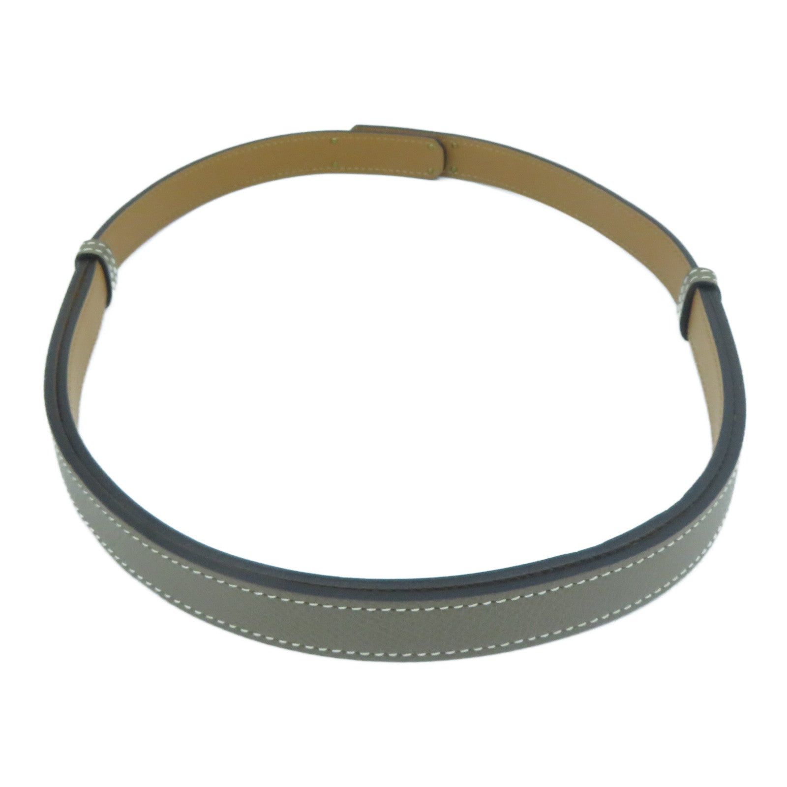 HERMES Epsom皮革Kelly Belt金扣皮帶Etoupe大象灰色