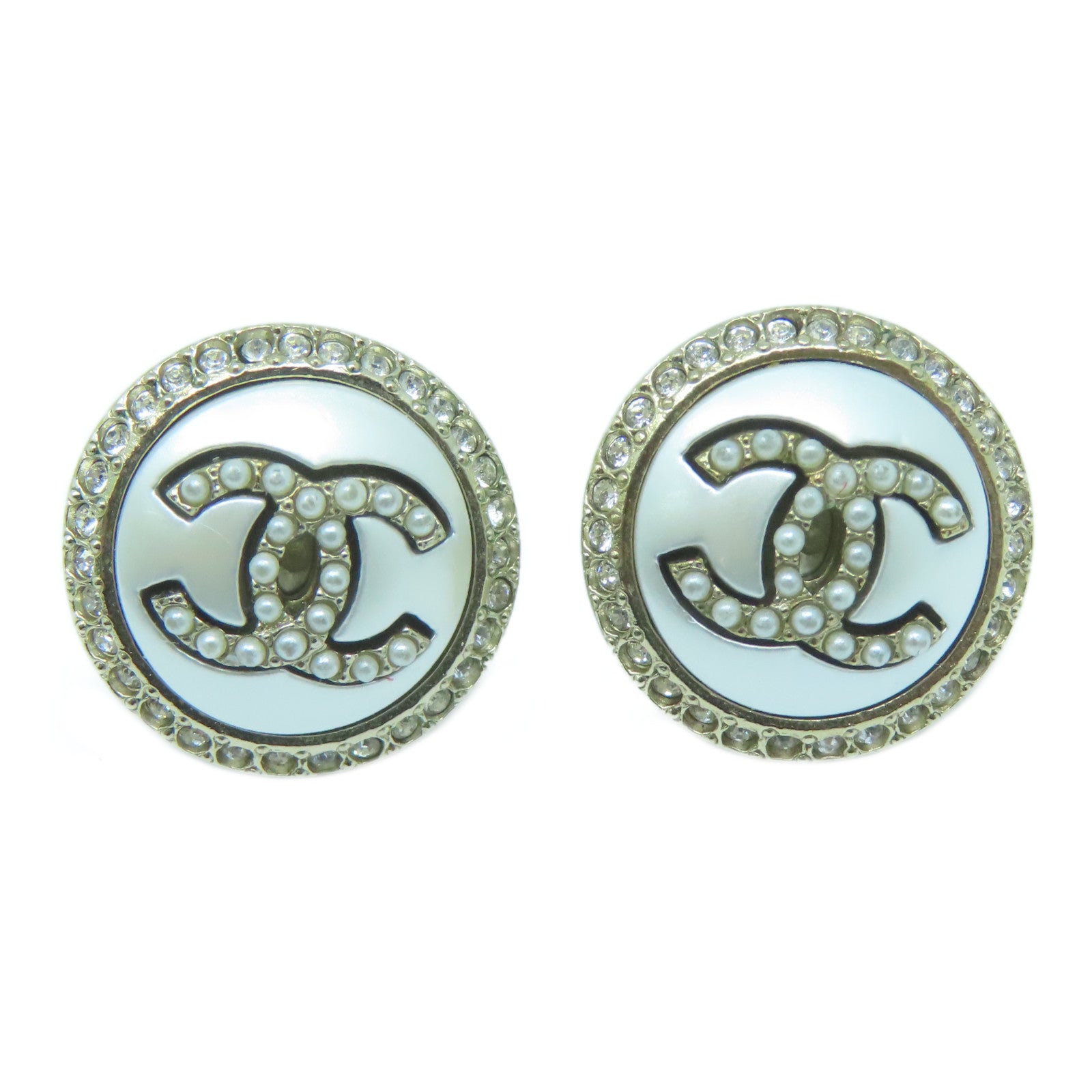 CHANEL 金屬Earrings耳環白色/金色