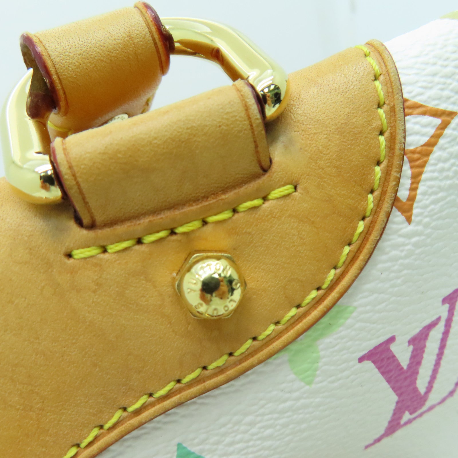 LOUIS VUITTON Monogram Multicolore Claudia Handbag Gold Buckle Hand Bag White