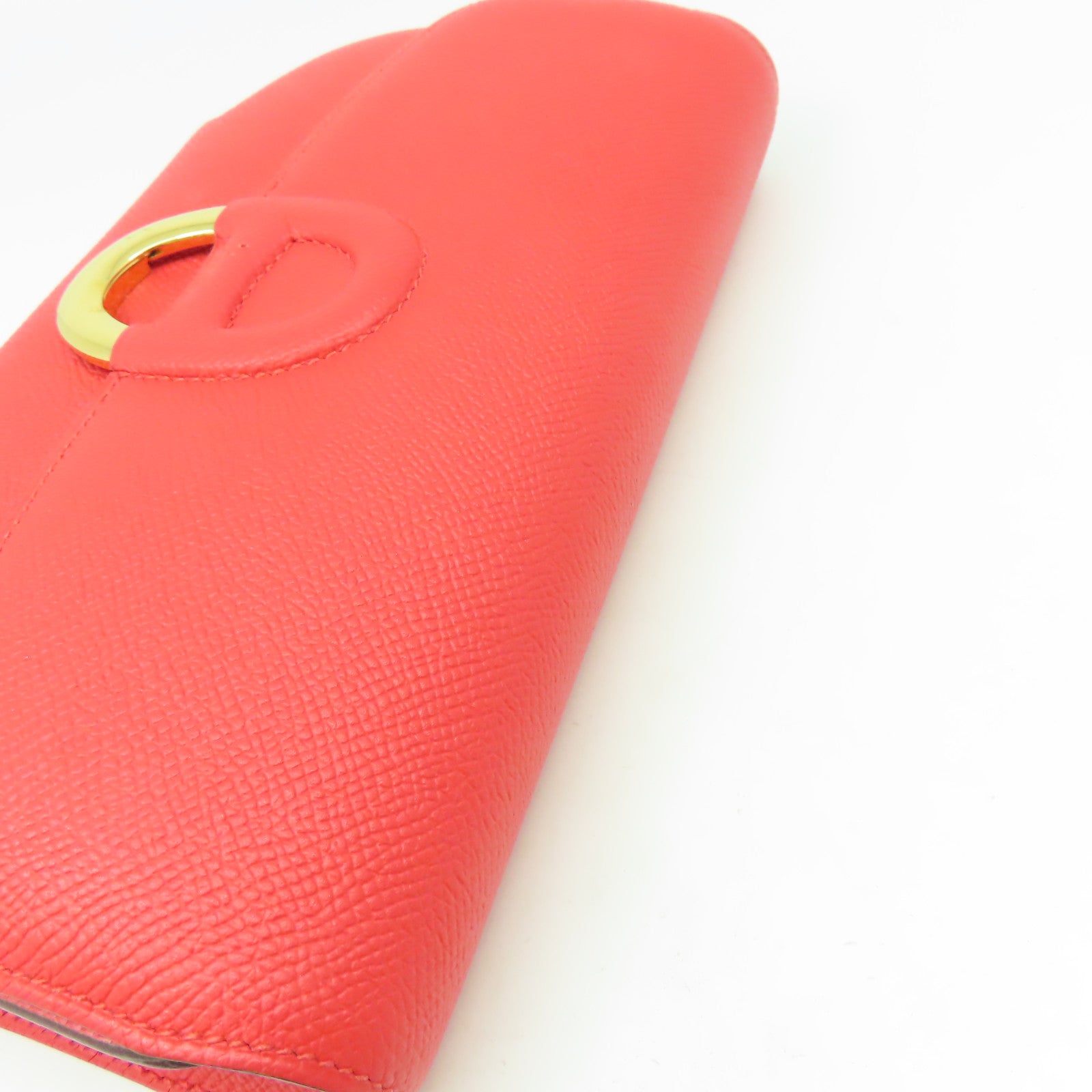 HERMES Epsom皮革Cherche Midi 22 Clutch Bag金扣手拿包Rouge Tomate番茄紅色