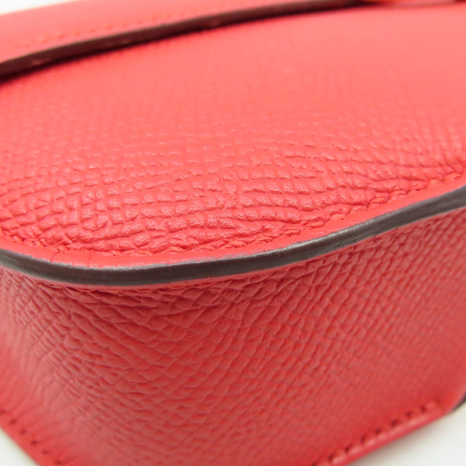 HERMES Epsom皮革Cherche Midi 22 Clutch Bag金扣手拿包Rouge Tomate番茄紅色