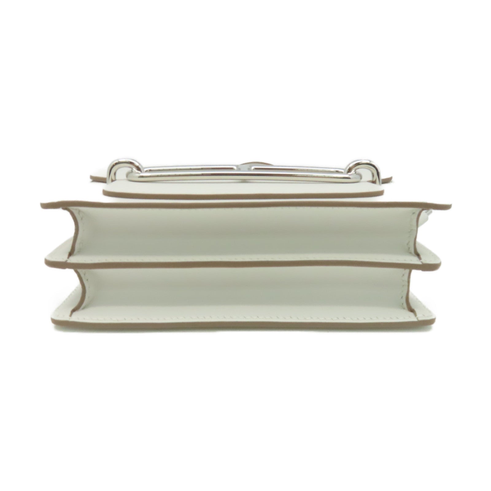 HERMES Evercolor皮革Mini Roulis Shoulder Bag銀扣肩背袋Gris Pale/奶灰色