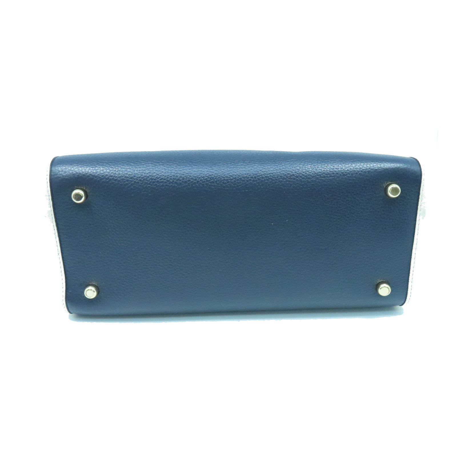 COACH Canvas 2 Way Shoulder Gold Buckle Handle Shoulder Backpack Dark Blue/White