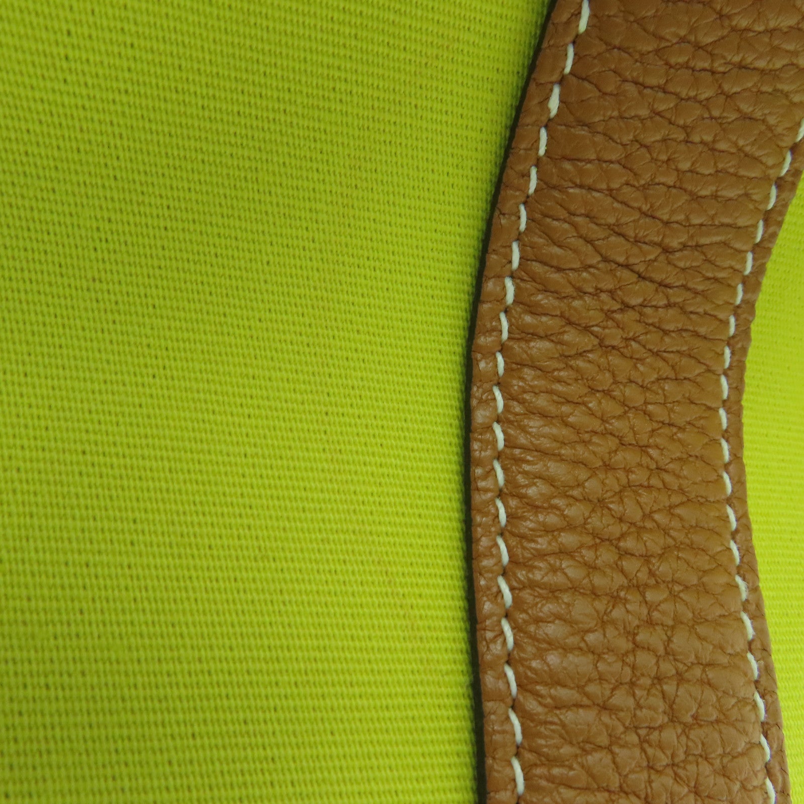 HERMES Canvas Garden Party TPM Silver Buckle Hand Bag Yellow