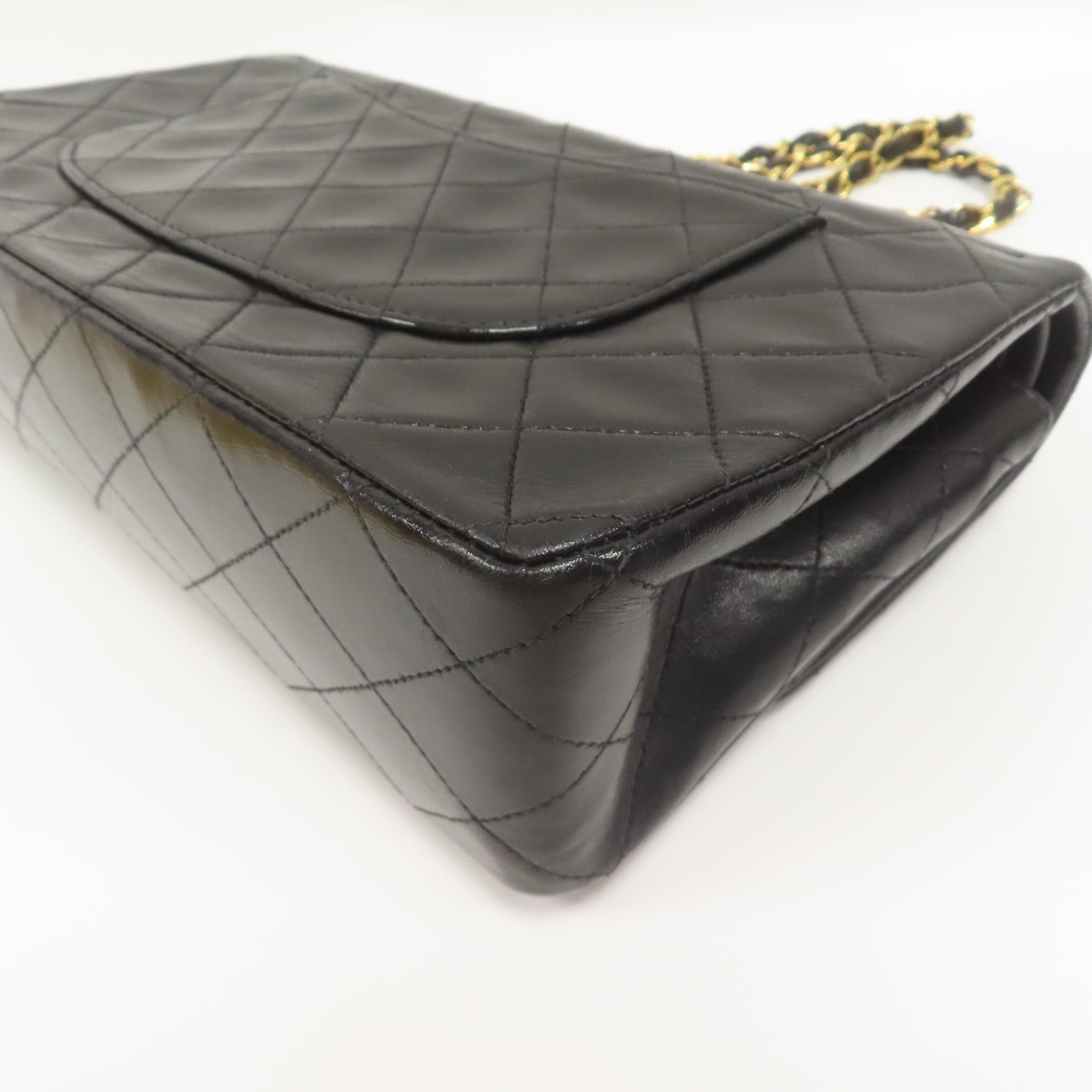 CHANEL 菱格羊皮皮革Vintage Classic 25金扣鏈帶肩背袋黑色