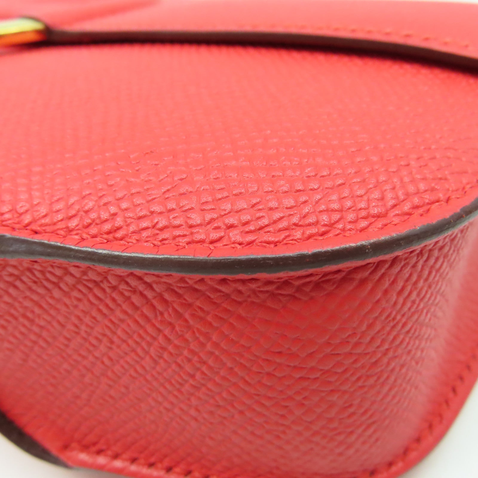 HERMES Epsom皮革Cherche Midi 22 Clutch Bag金扣手拿包Rouge Tomate番茄紅色