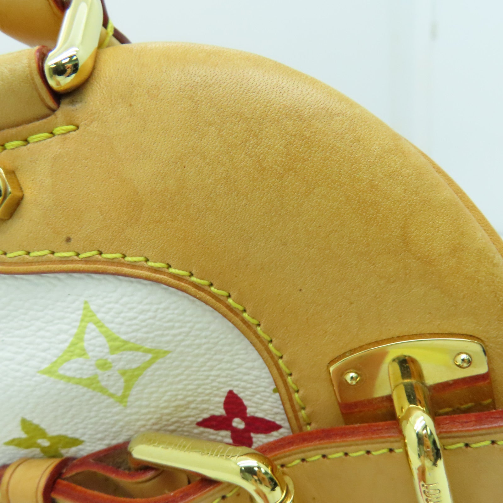 LOUIS VUITTON Monogram Multicolore Claudia Handbag Gold Buckle Hand Bag White