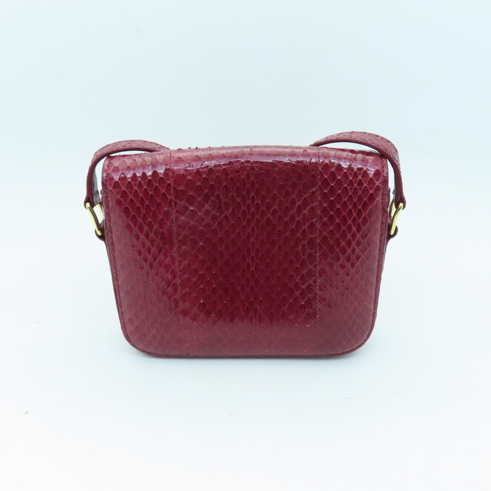 CELINE Snakeskin Leather Triomphe Nano Shoulder Bag Fuchsia with Gold Buckle