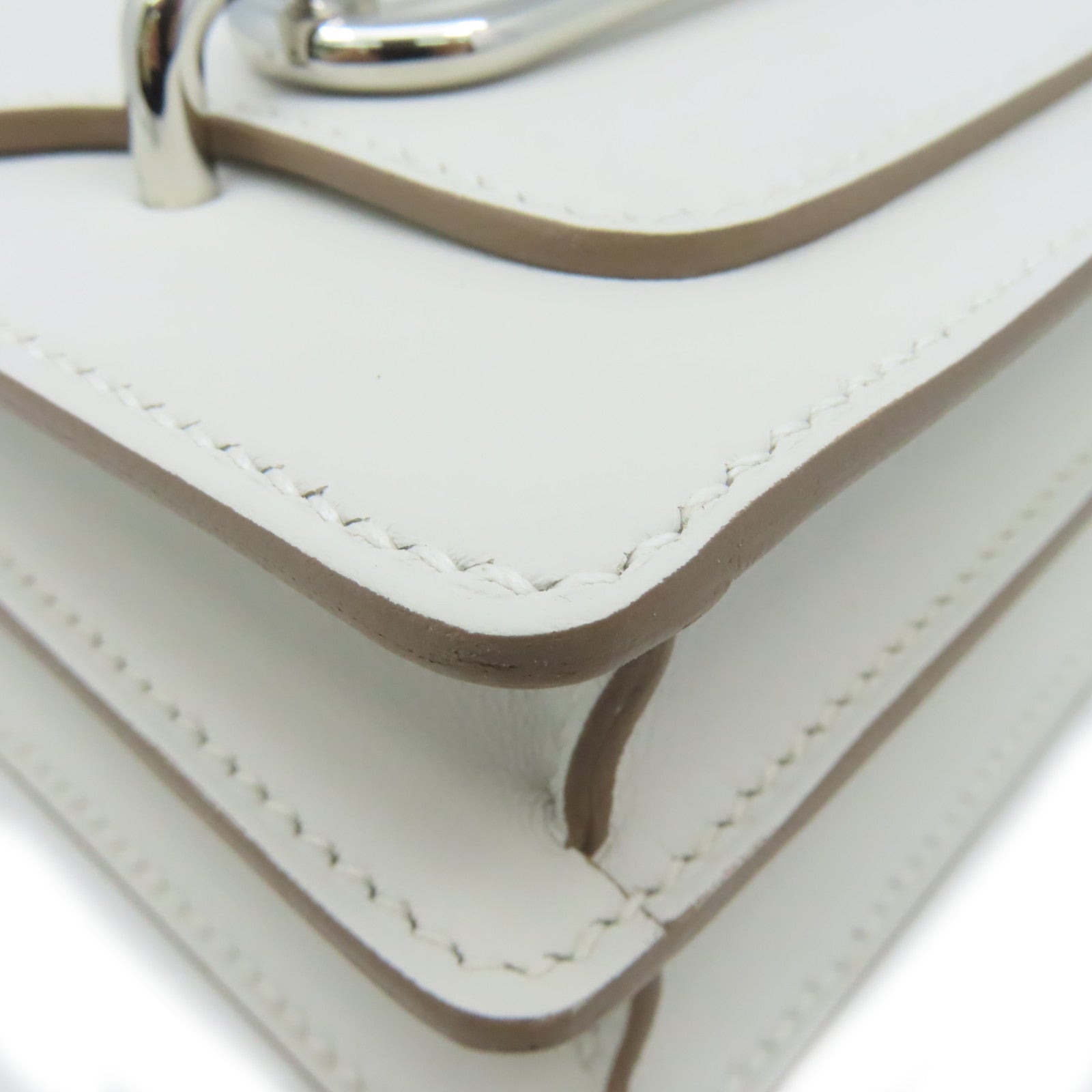 HERMES Evercolor皮革Mini Roulis Shoulder Bag銀扣肩背袋Gris Pale/奶灰色