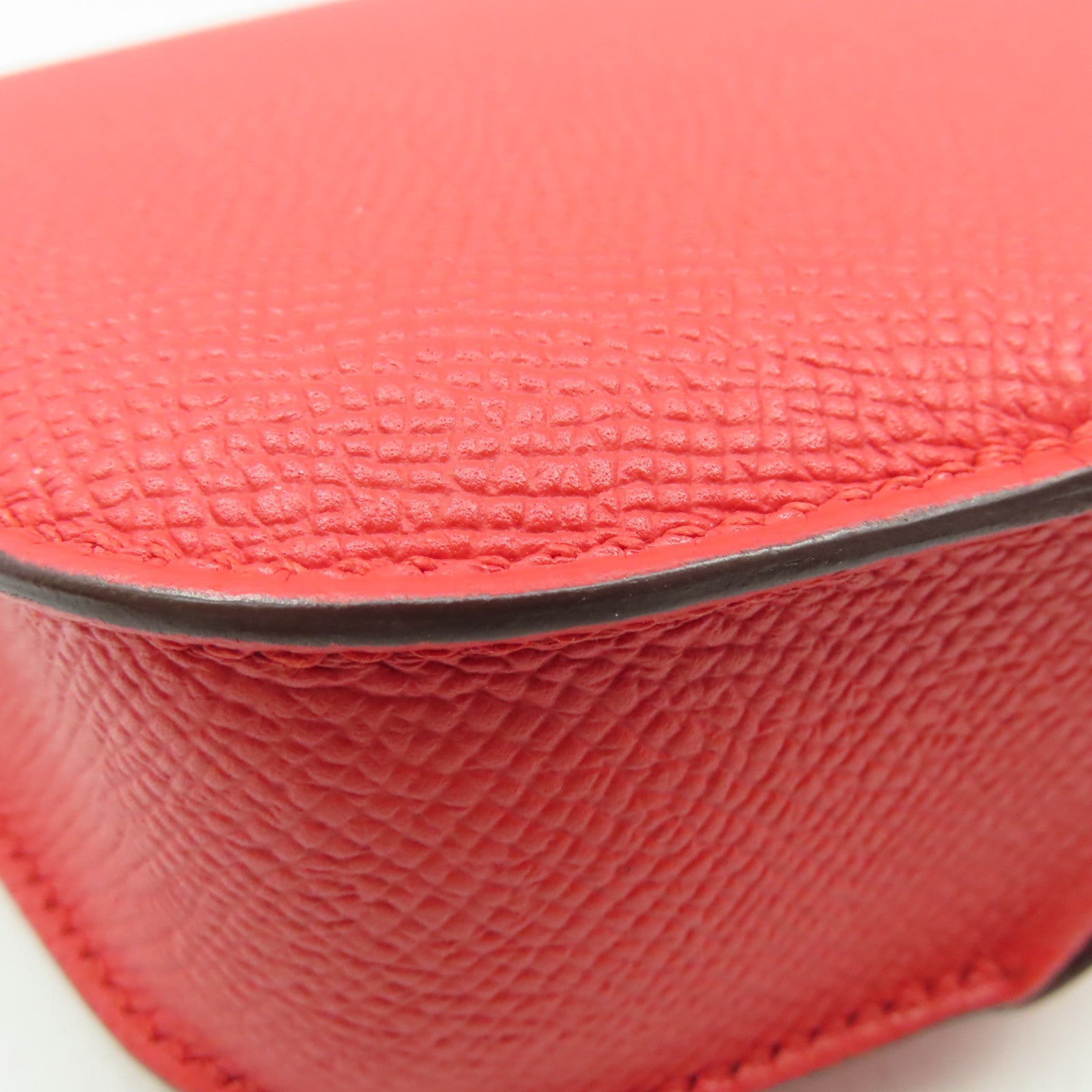 HERMES Epsom皮革Cherche Midi 22 Clutch Bag金扣手拿包Rouge Tomate番茄紅色
