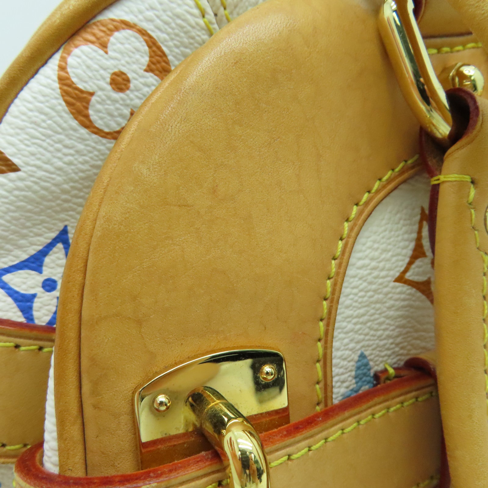 LOUIS VUITTON Monogram Multicolore Claudia Handbag Gold Buckle Hand Bag White