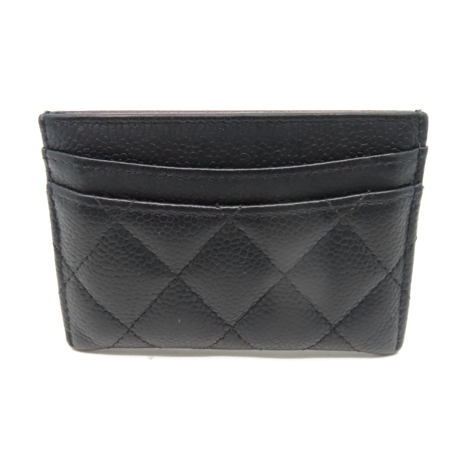 CHANEL 菱格牛皮皮革Card Case金扣卡片套黑色