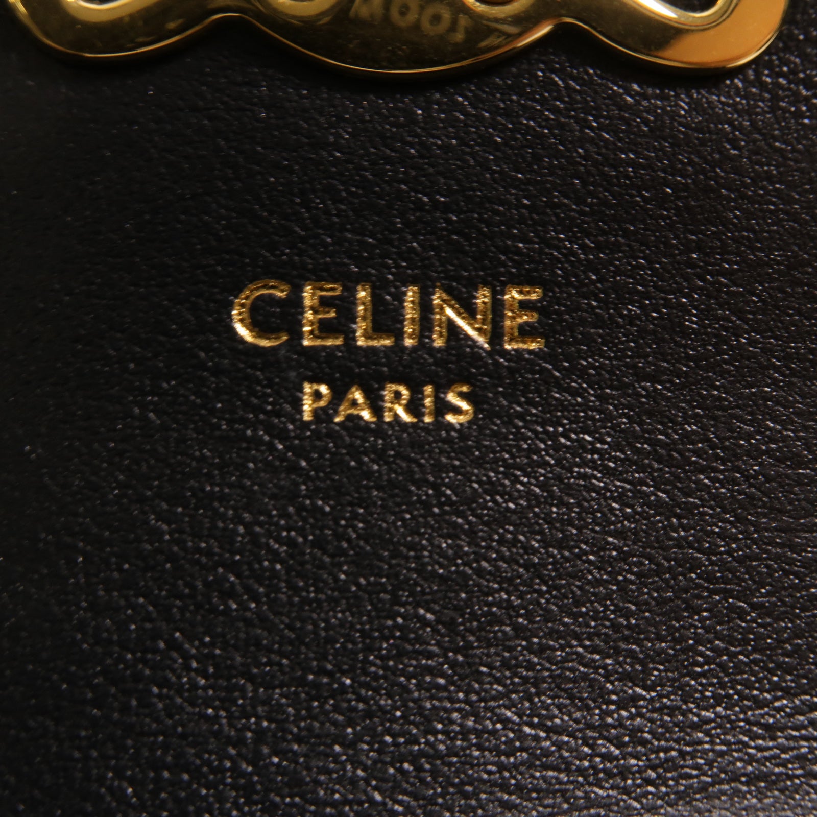 CELINE 牛皮皮革Triomphe Card Holder金扣卡片套黑色