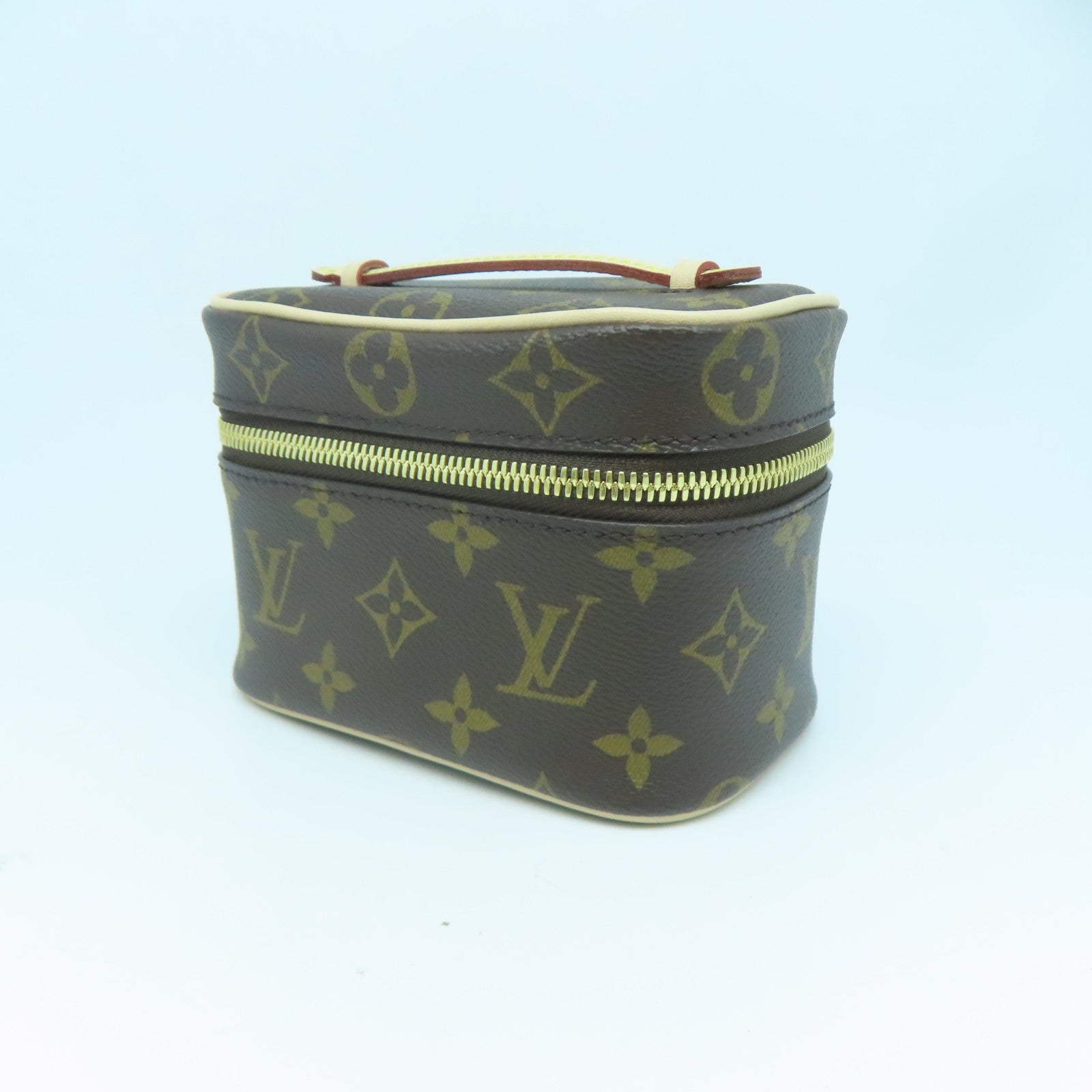 LOUIS VUITTON Monogram Nice Nano金扣化妝袋啡色