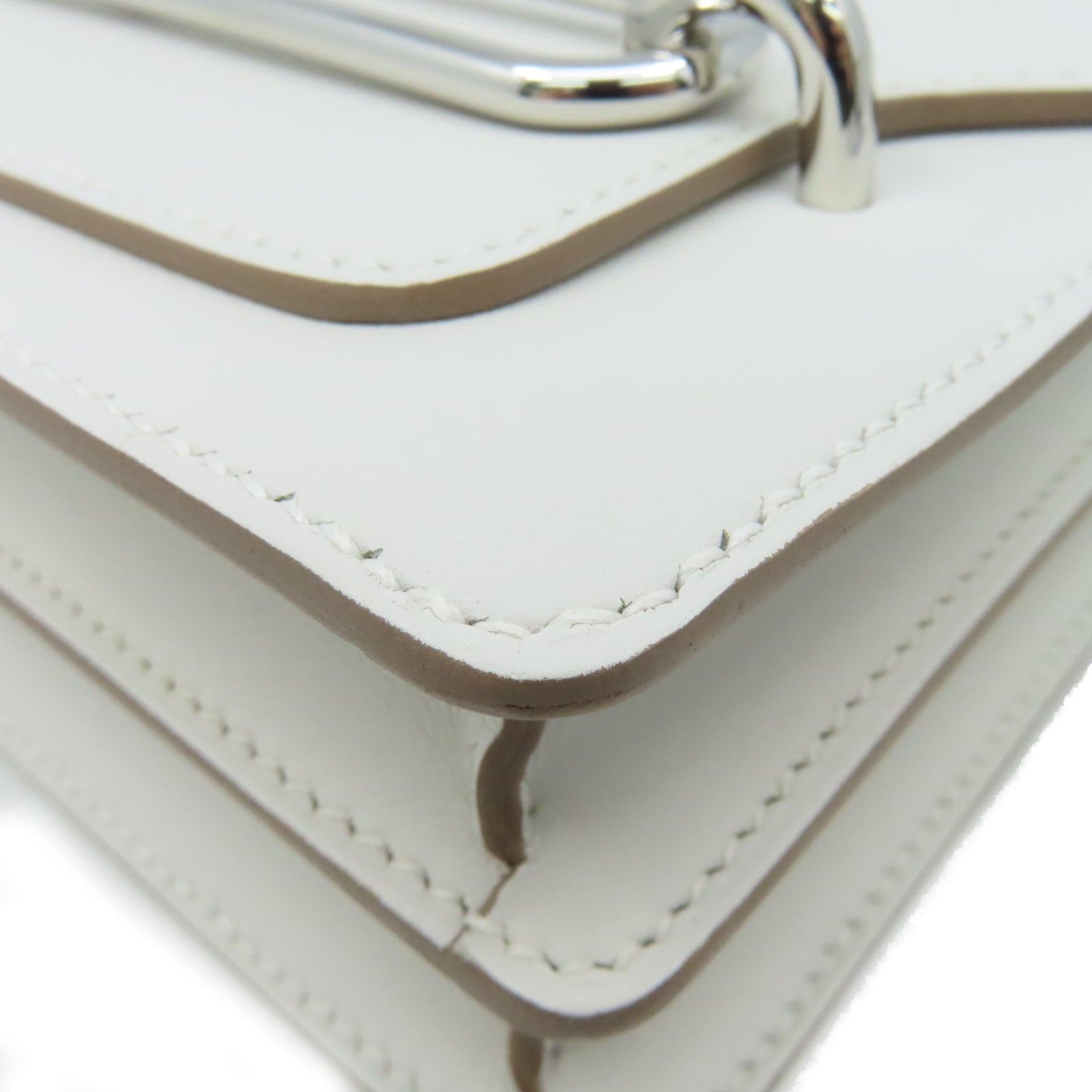 HERMES Evercolor皮革Mini Roulis Shoulder Bag銀扣肩背袋Gris Pale/奶灰色