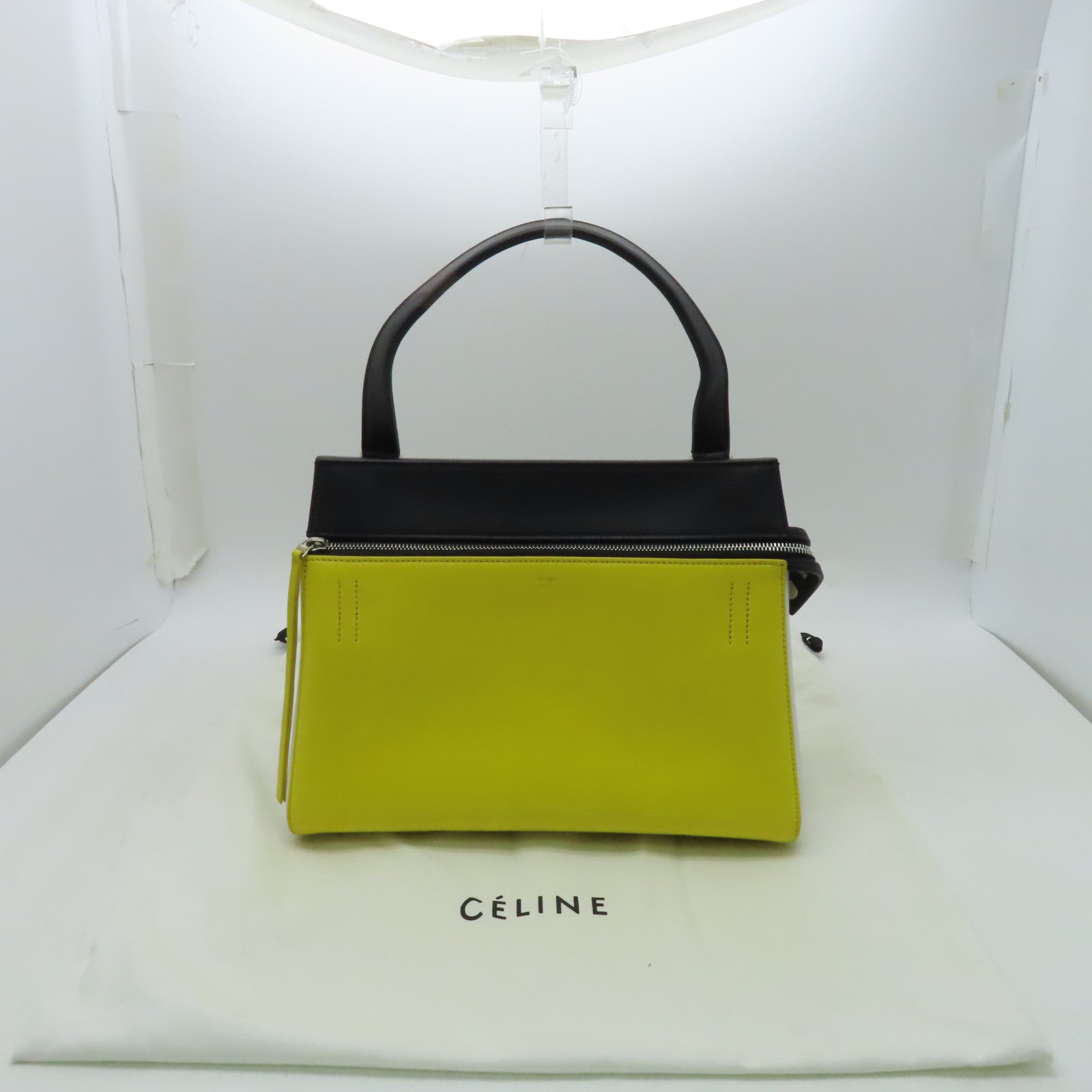 CELINE 牛皮皮革Edge Handbag銀扣手挽袋黃色/黑色/白色